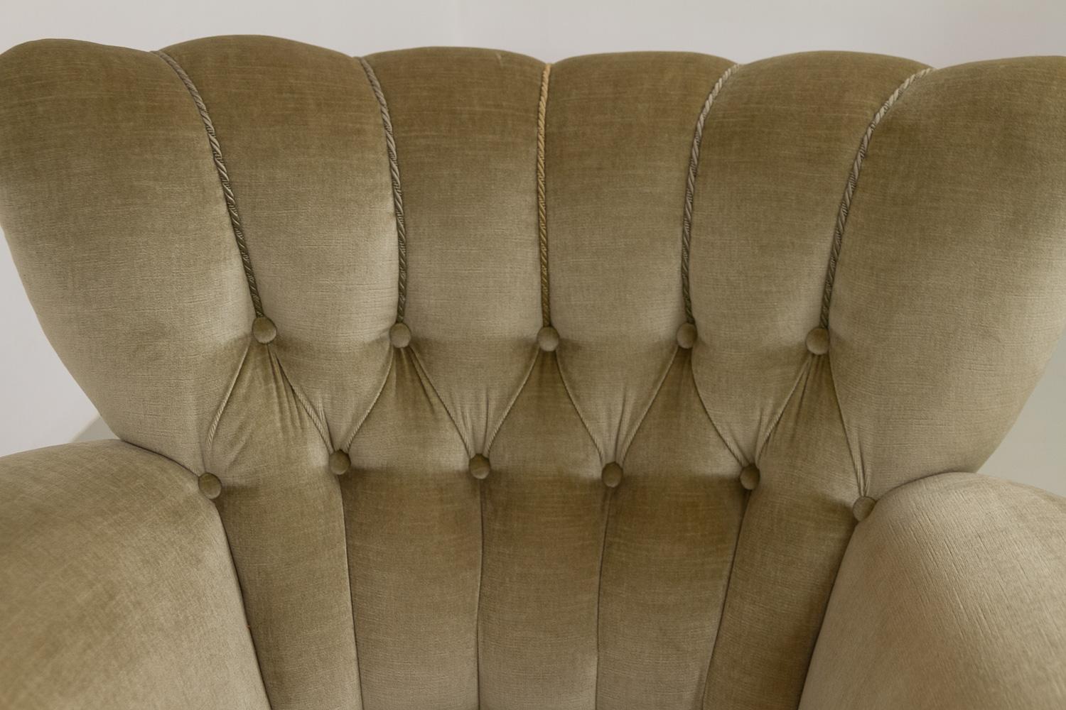 Vintage Danish Green Velvet Wingback Lounge Chairs, 1940s. Set of 2. 12