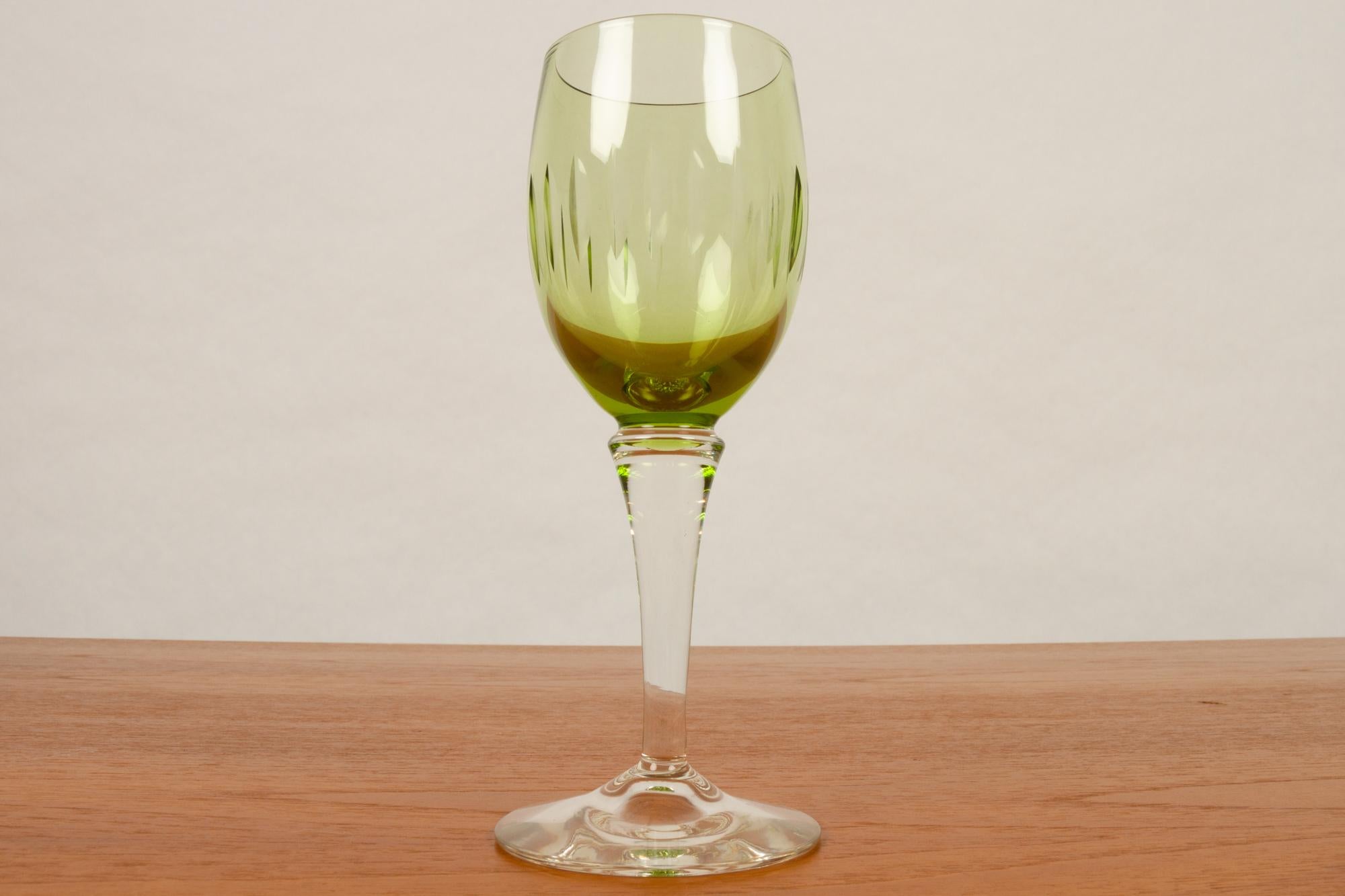 Vintage Danish Green Wine Glasses Leonora 1960s Set of 12 4
