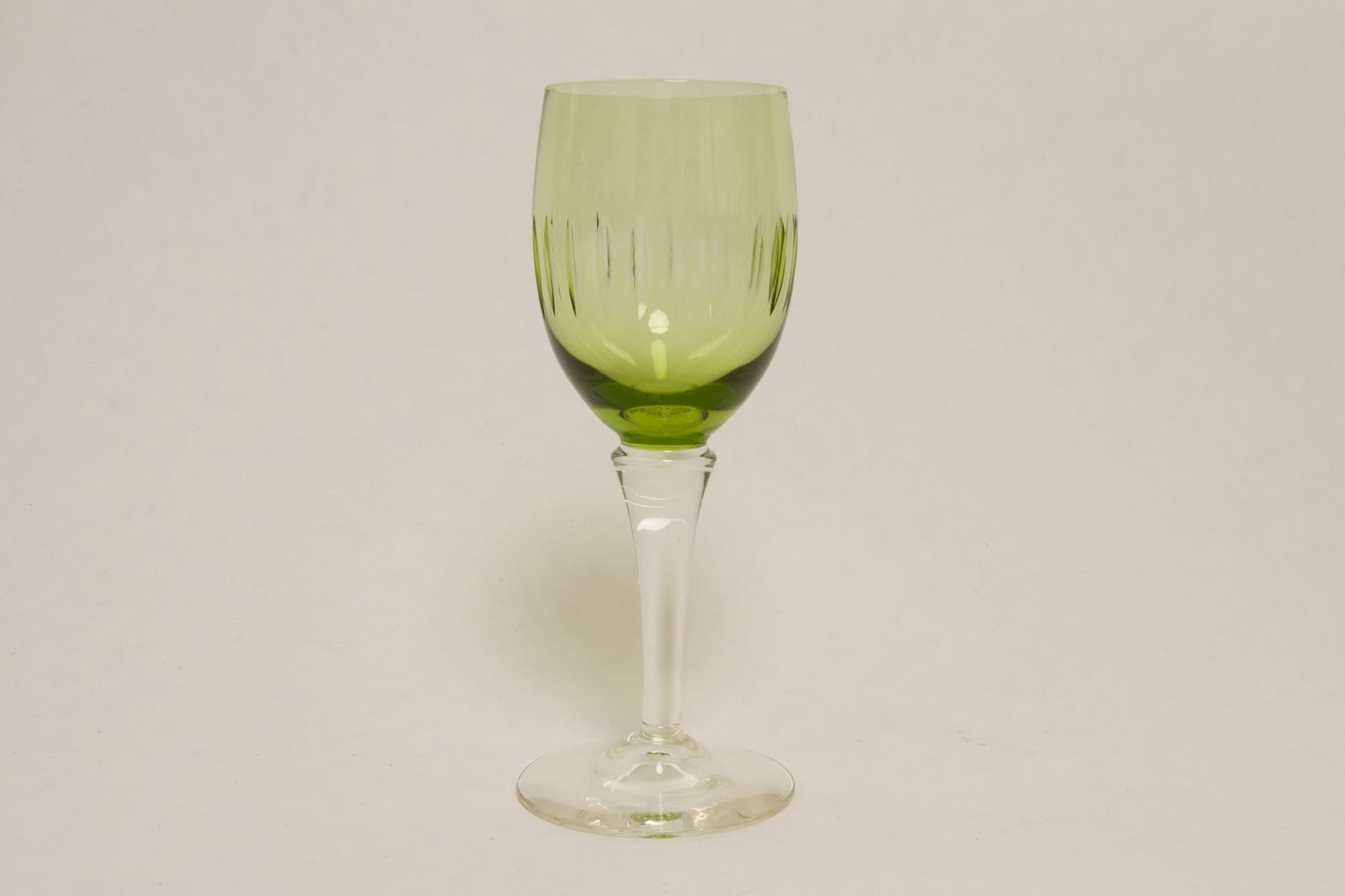 Vintage Danish Green Wine Glasses Leonora 1960s Set of 12 6