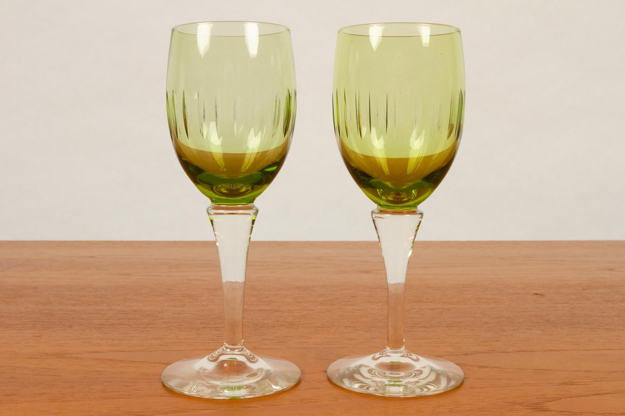 Mid-20th Century Vintage Danish Green Wine Glasses Leonora 1960s Set of 12