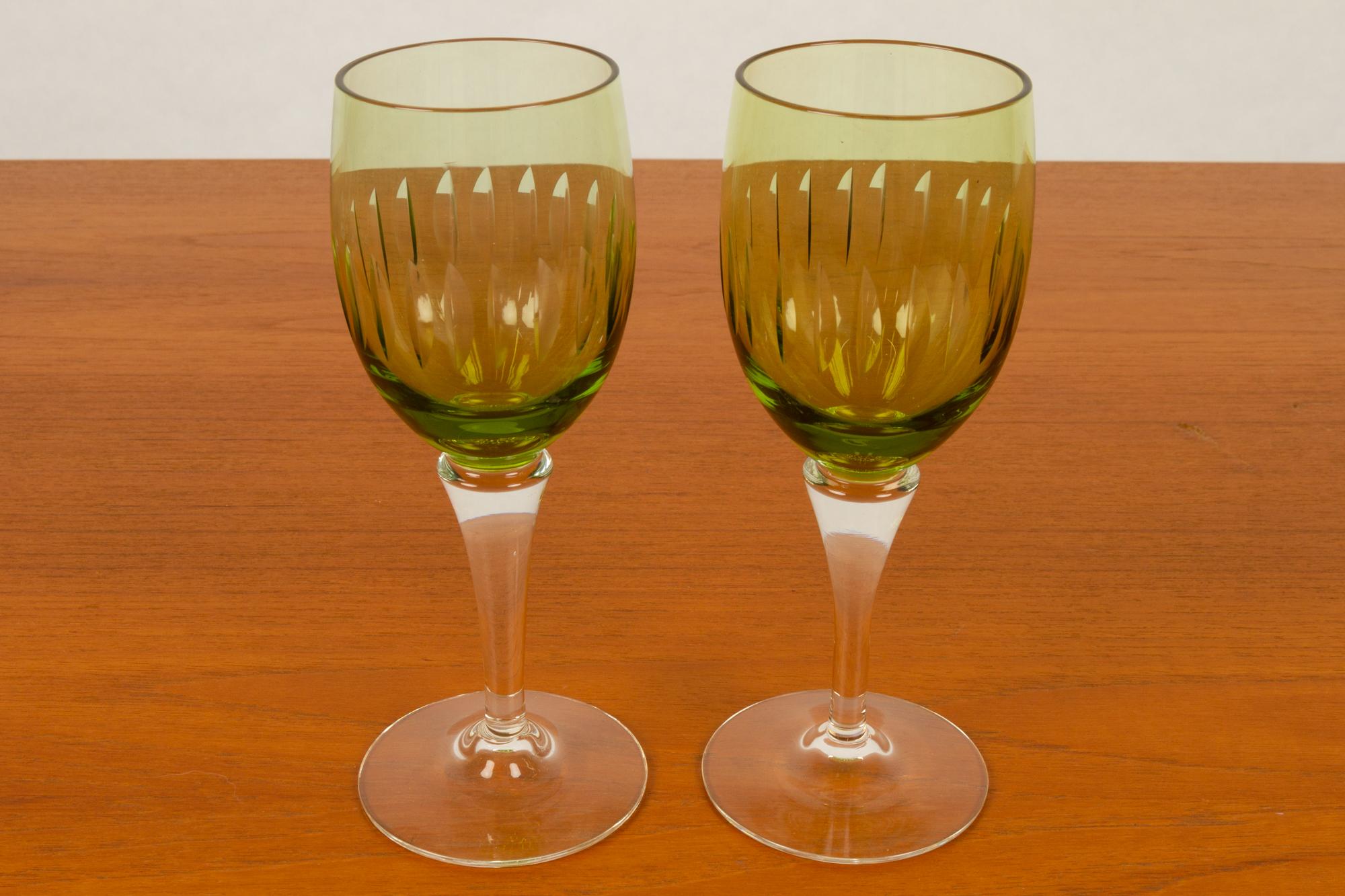 Vintage Danish Green Wine Glasses Leonora 1960s Set of 12 1