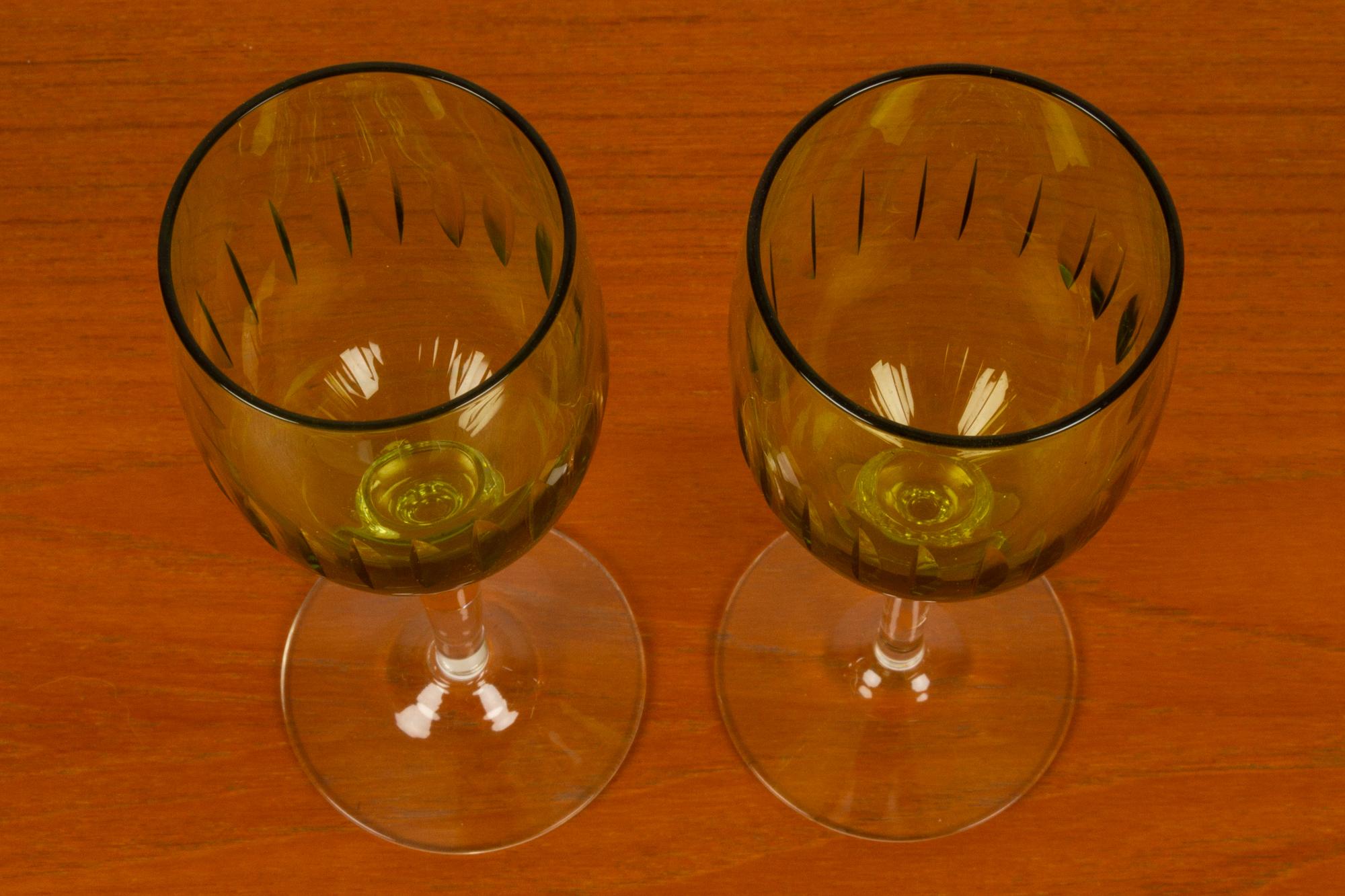 Vintage Danish Green Wine Glasses Leonora 1960s Set of 12 2