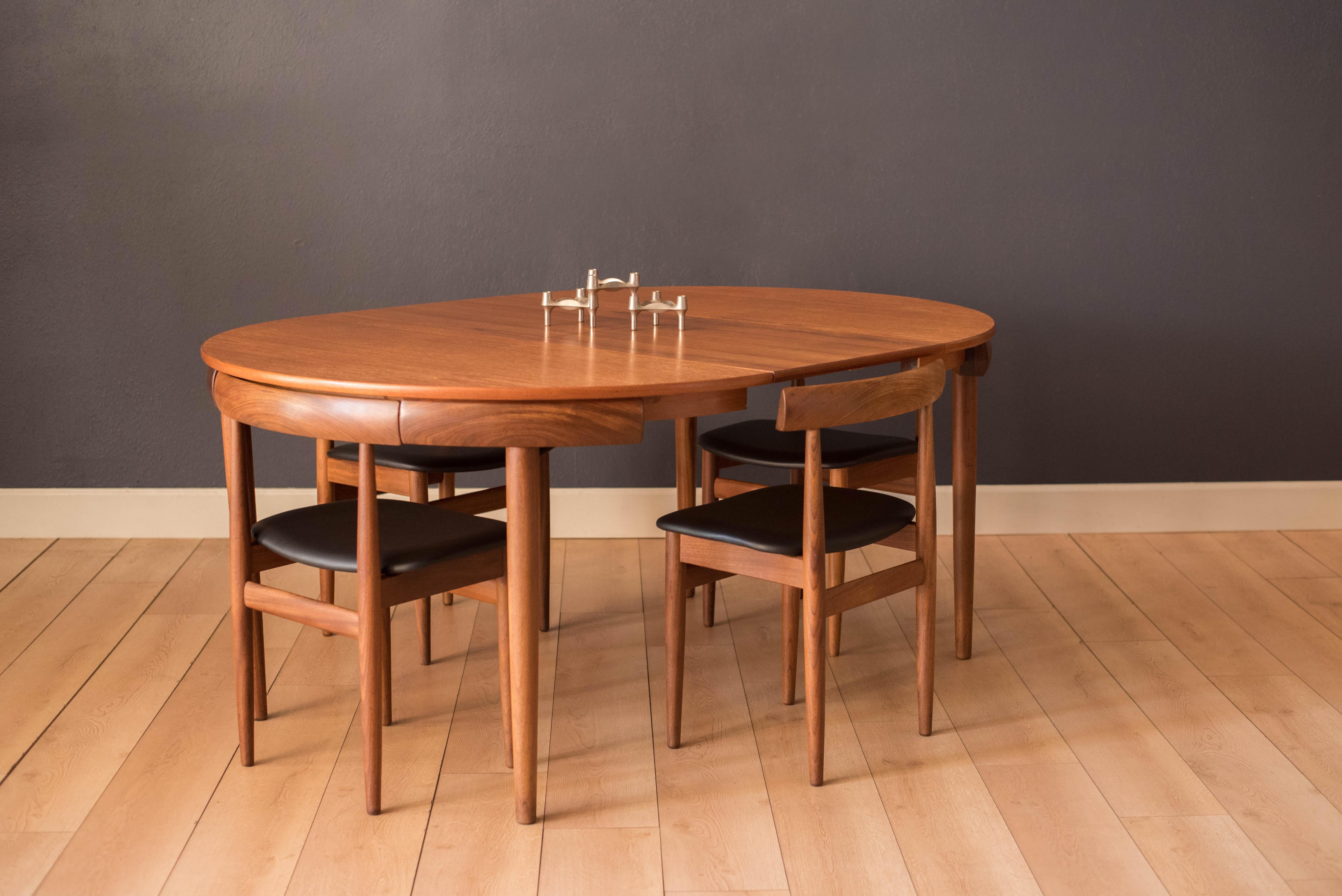 Scandinavian Modern Vintage Danish Hans Olsen Teak Round Dining Table and Chair Set