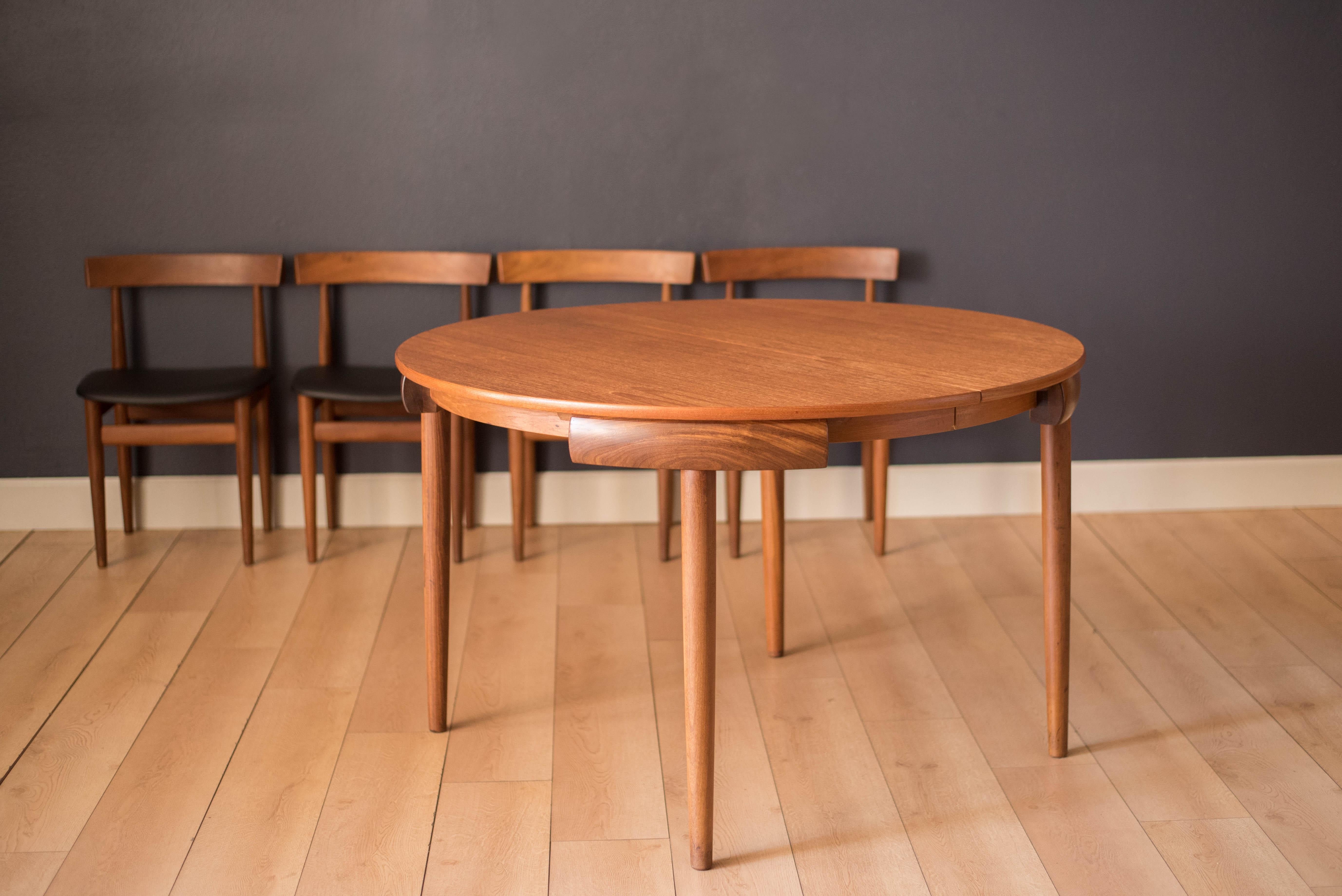 Vintage Danish Hans Olsen Teak Round Dining Table and Chair Set 1