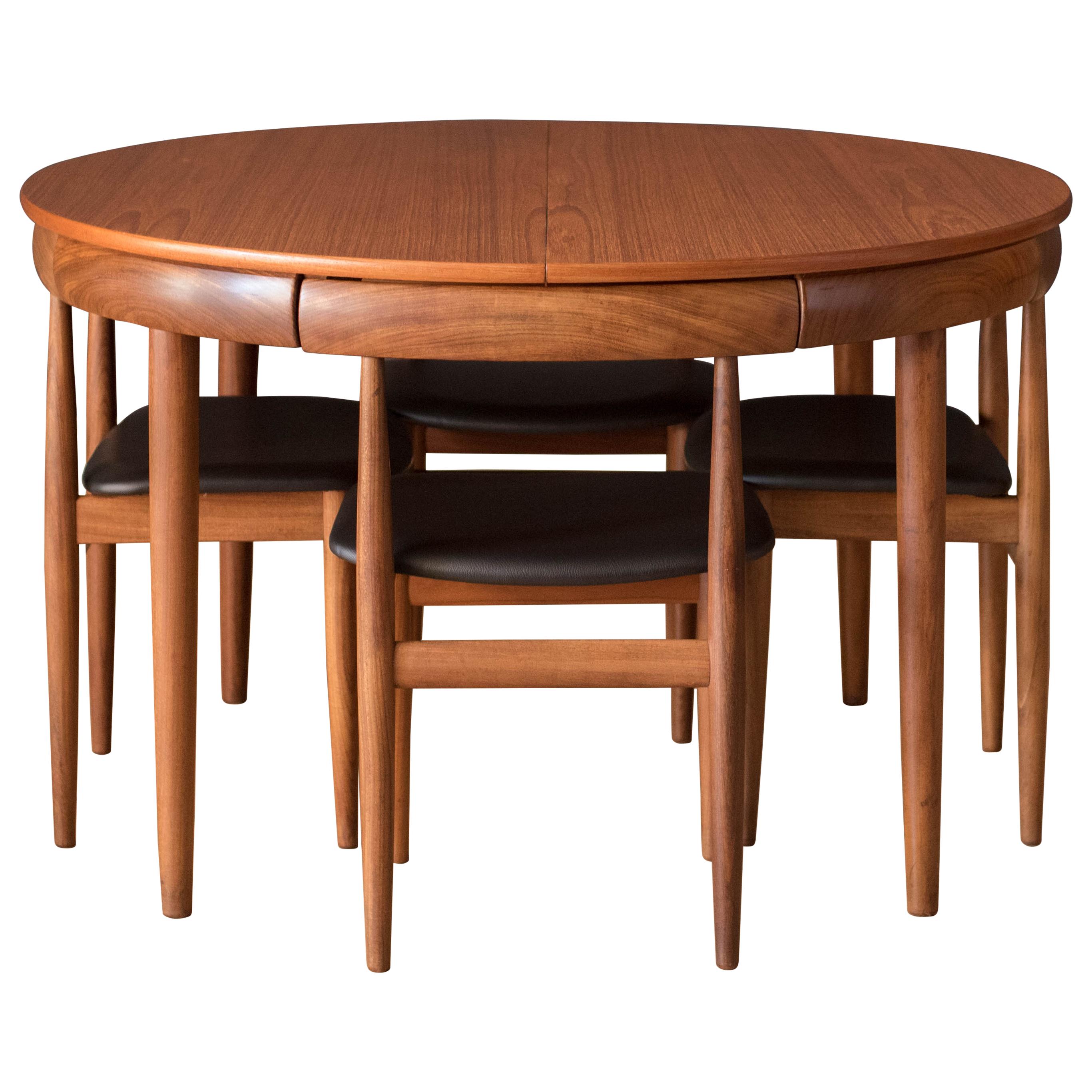 Vintage Danish Hans Olsen Teak Round Dining Table and Chair Set