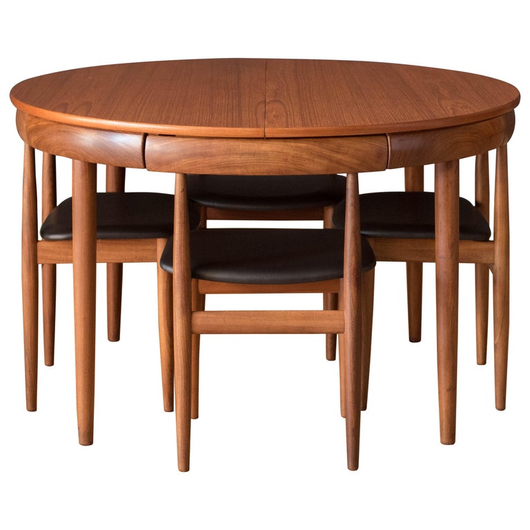 Hans Olsen Teak Round Dining Table, Vintage Round Pedestal Table