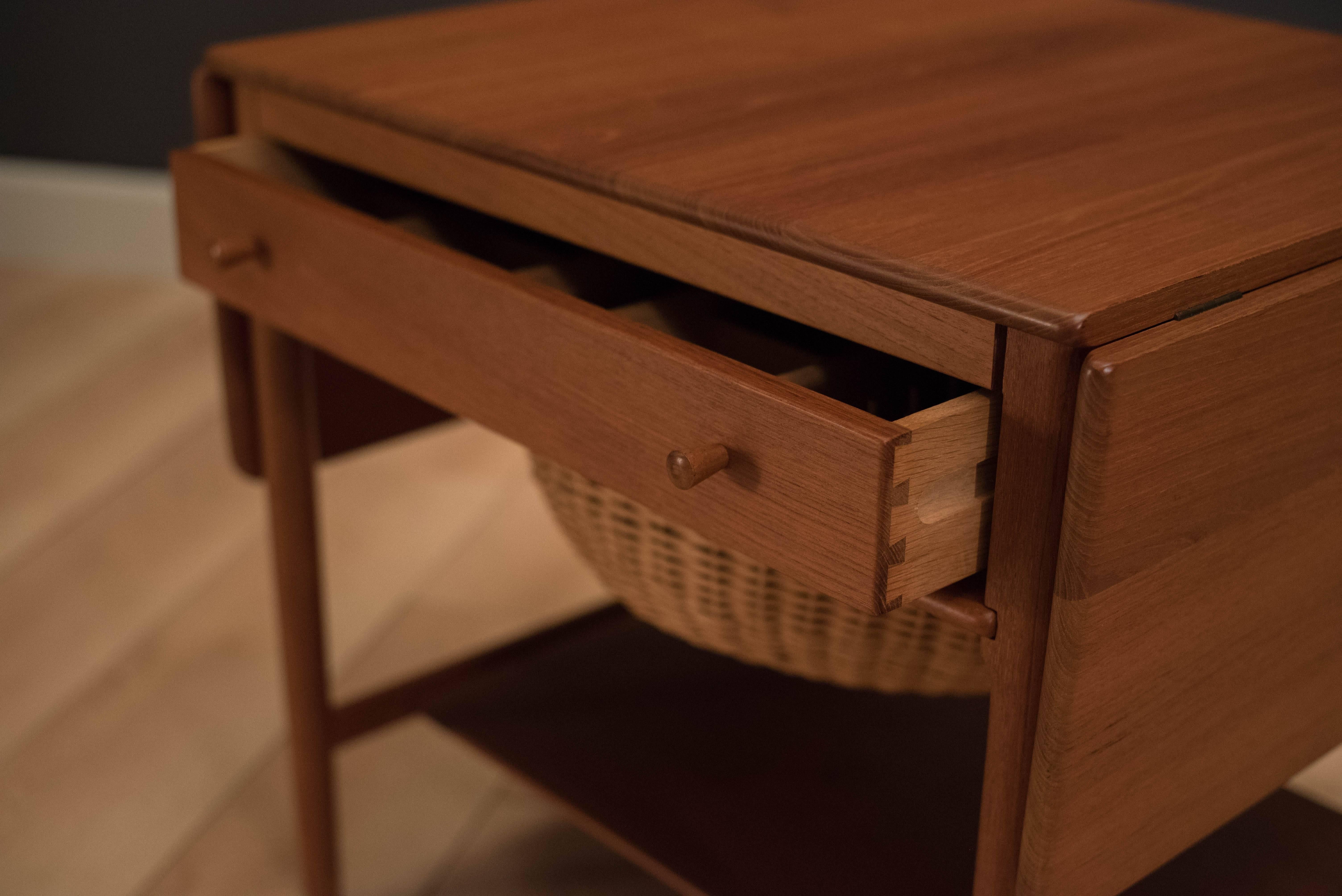 Mid-20th Century Vintage Danish Hans Wegner Teak Sewing Table