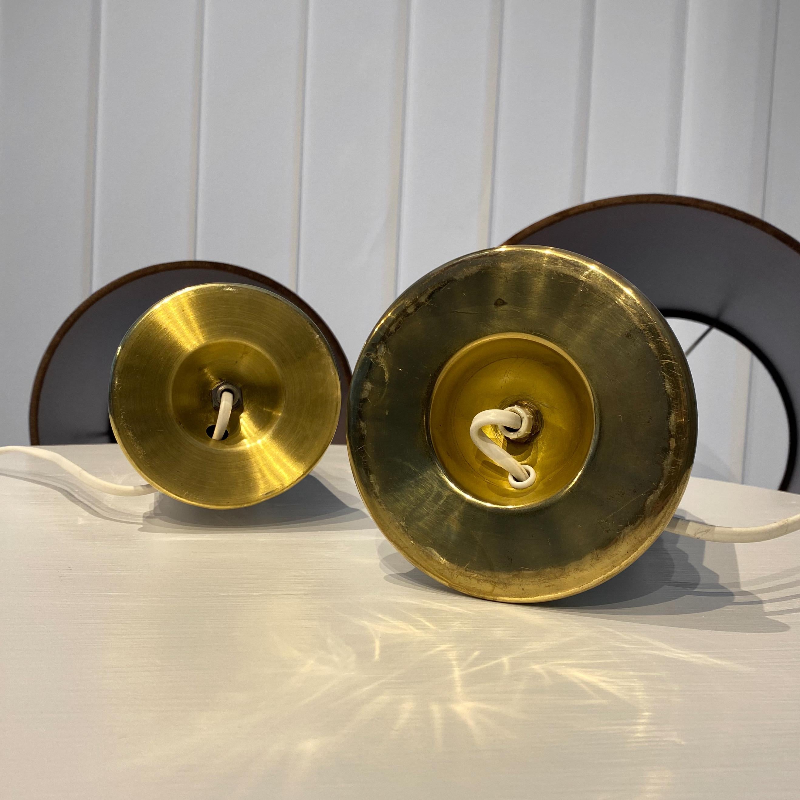 Vintage Danish Heiberg table lamps, porcelain and brass For Sale 5