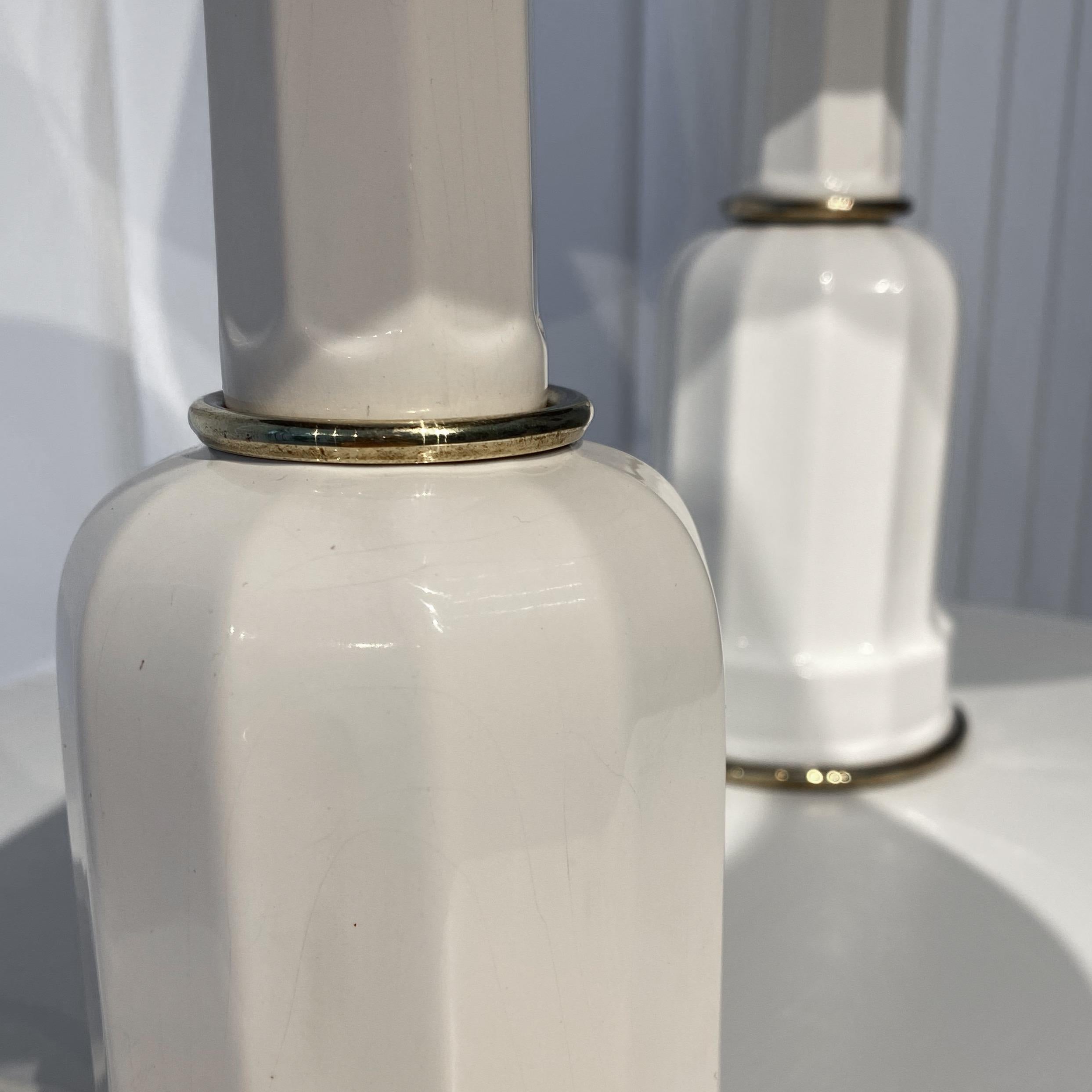 Vintage Danish Heiberg table lamps, porcelain and brass For Sale 2