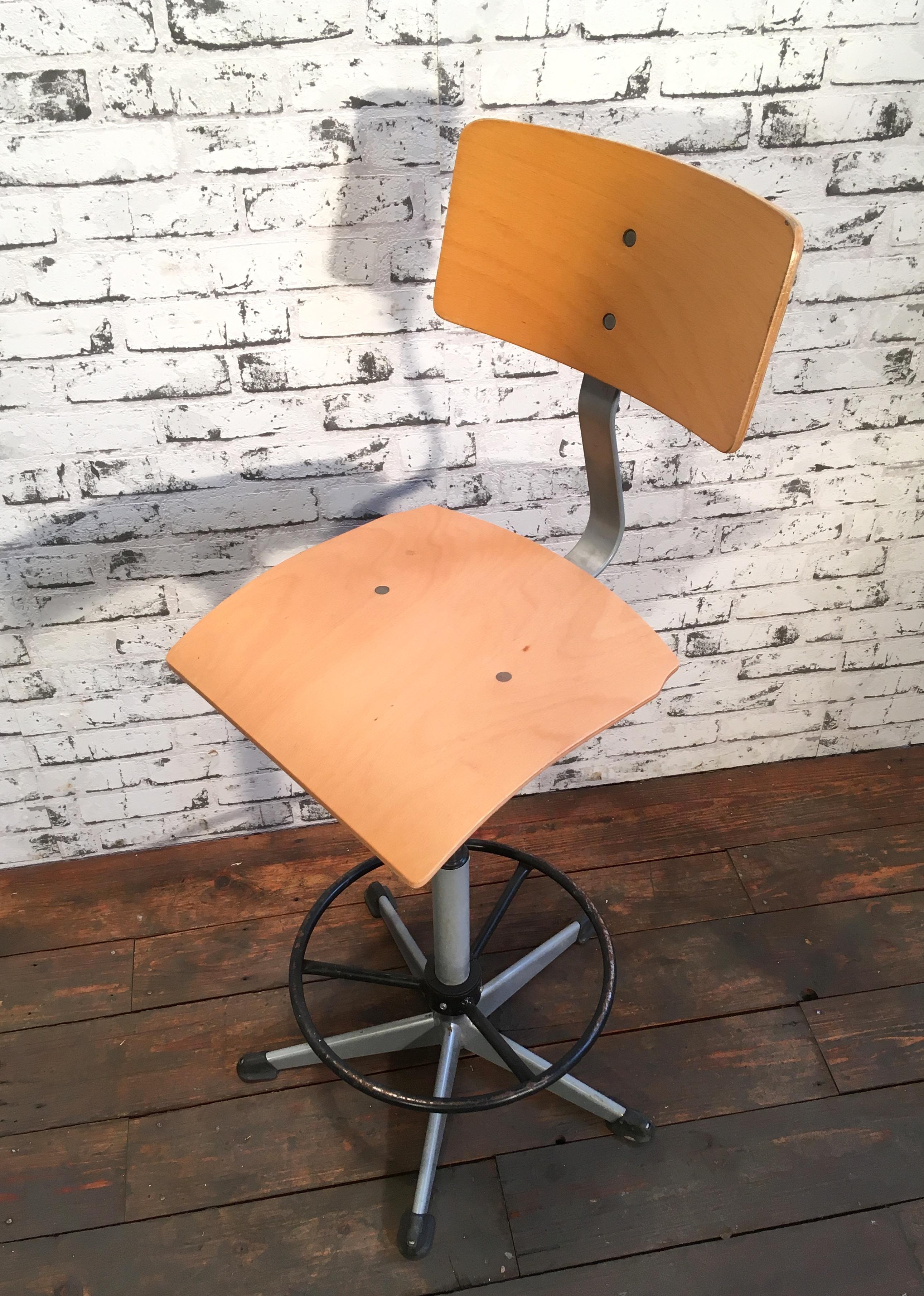 Industrial Vintage Danish Height Adjustable School Chair, 1970s