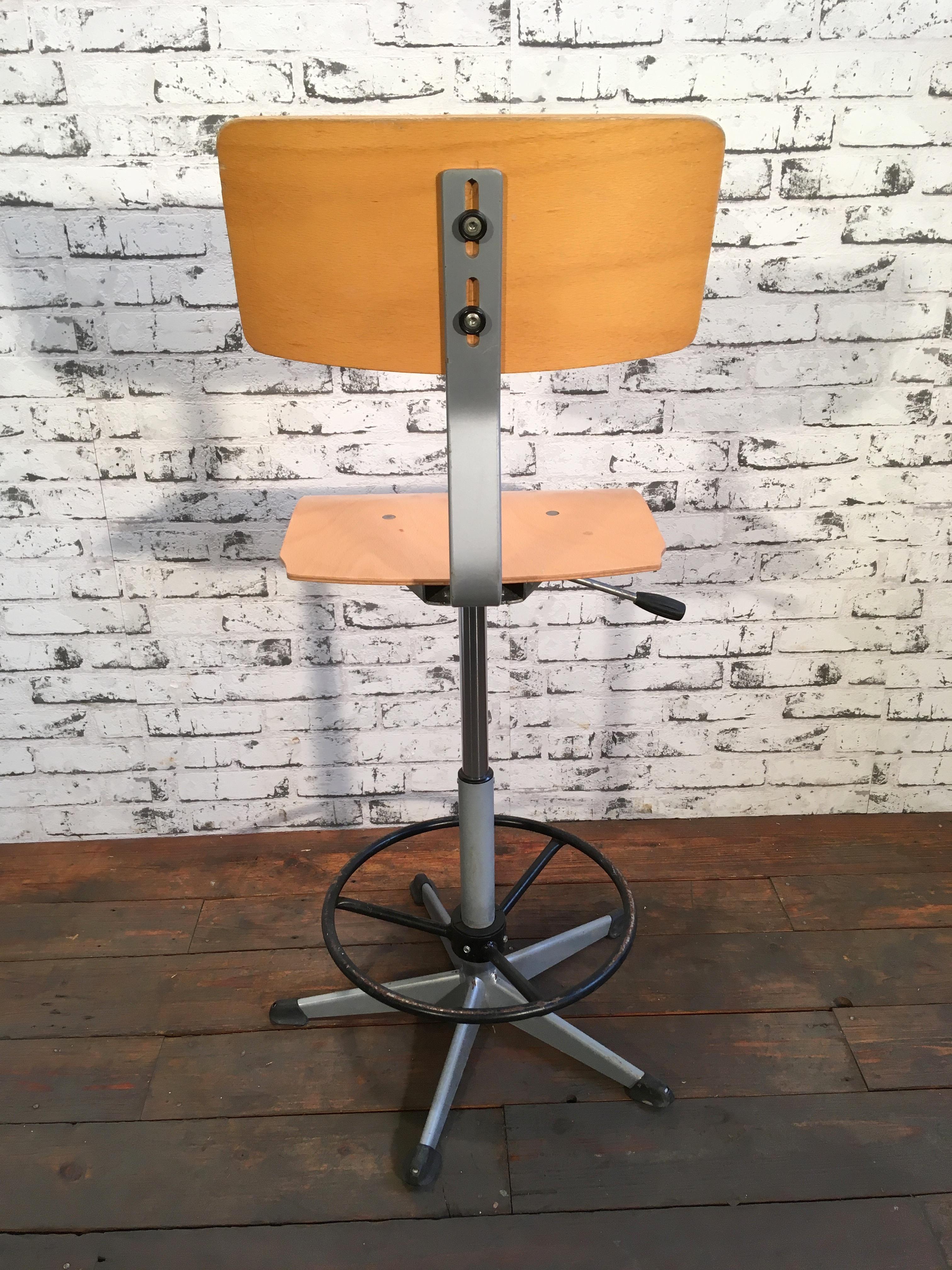 Steel Vintage Danish Height Adjustable School Chair, 1970s