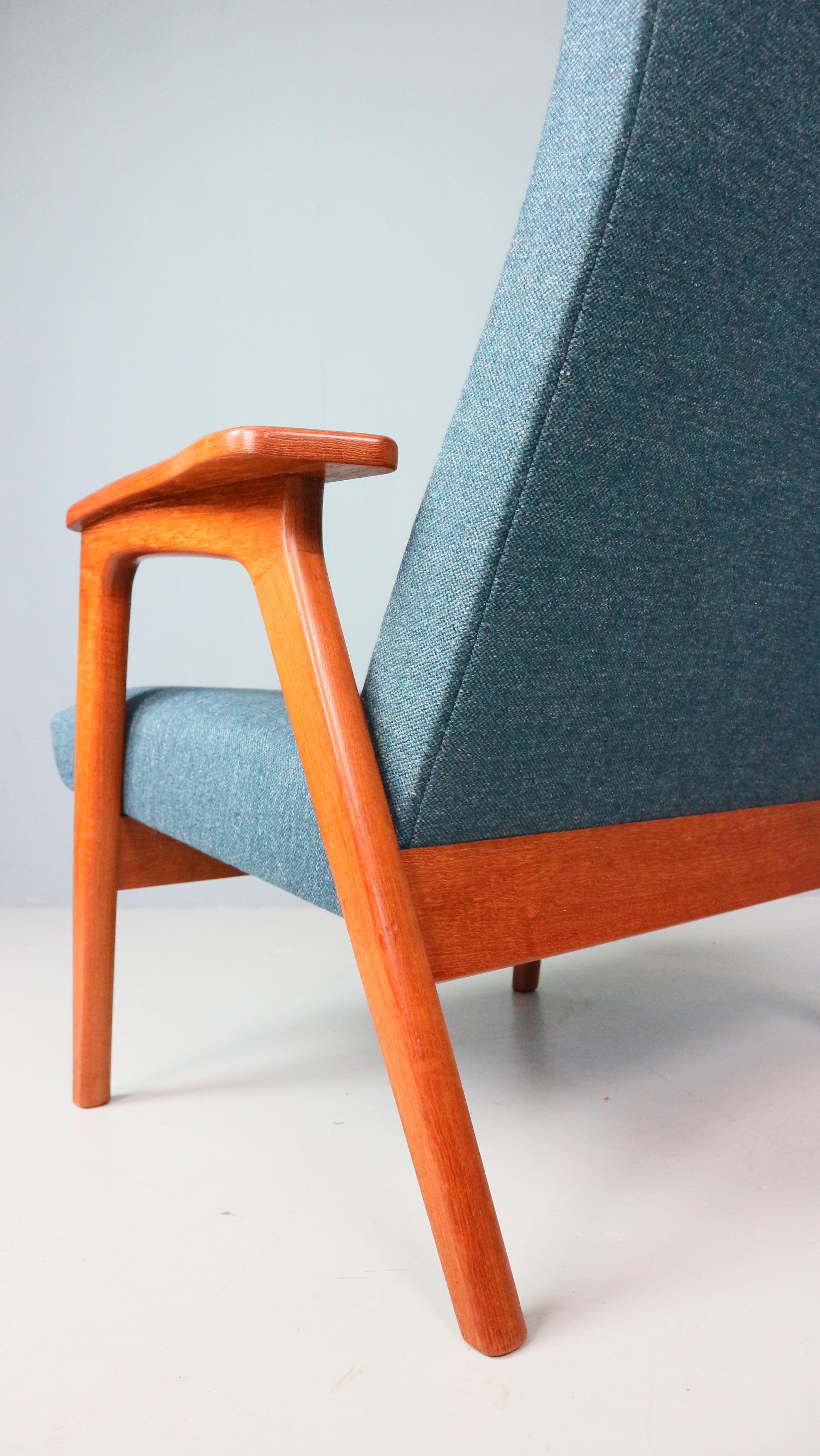 Dänischer Vintage-Sessel mit hoher Rückenlehne aus Teakholz und Wolle 1960er Jahre 7