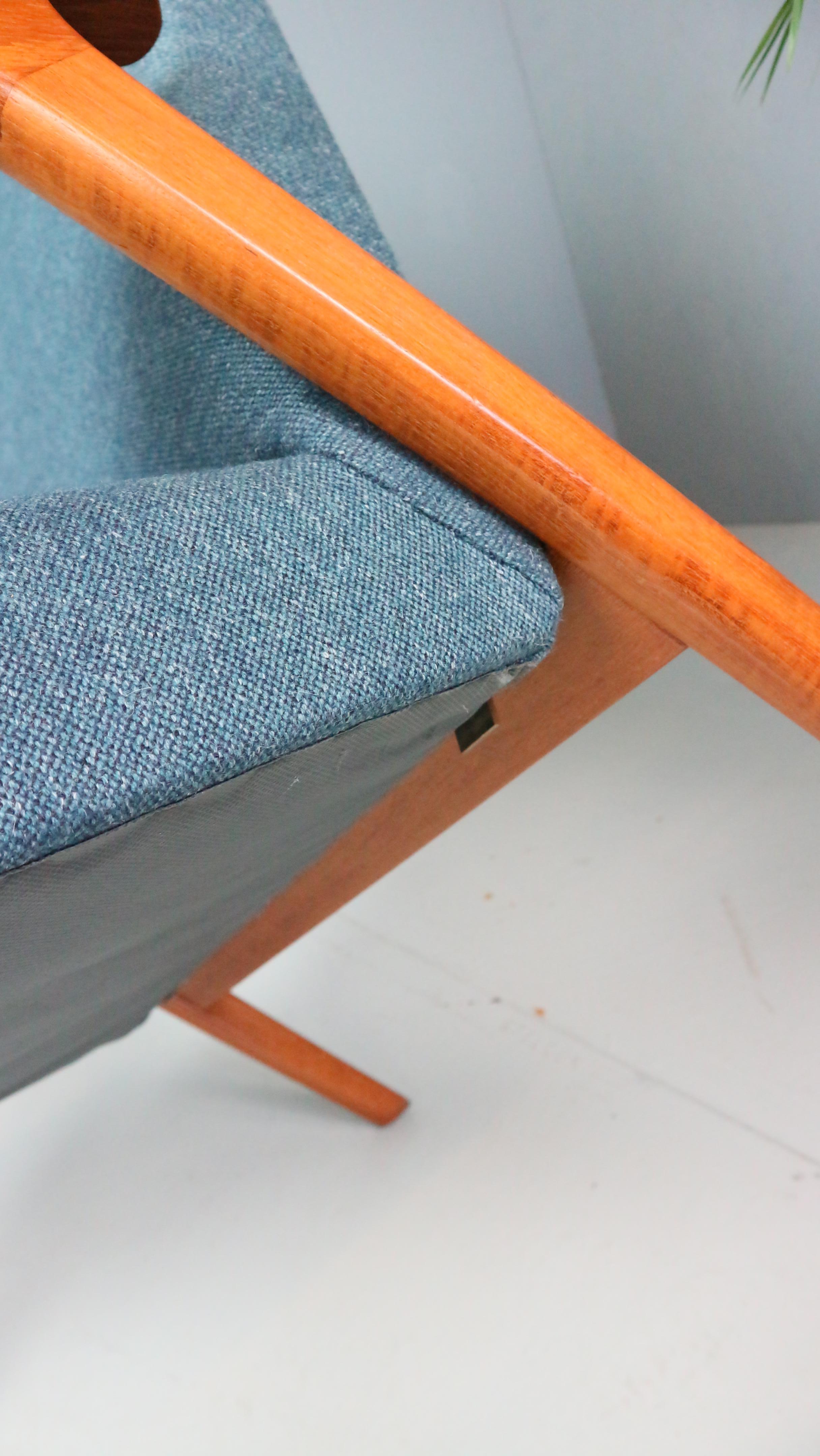 Dänischer Vintage-Sessel mit hoher Rückenlehne aus Teakholz und Wolle 1960er Jahre 9