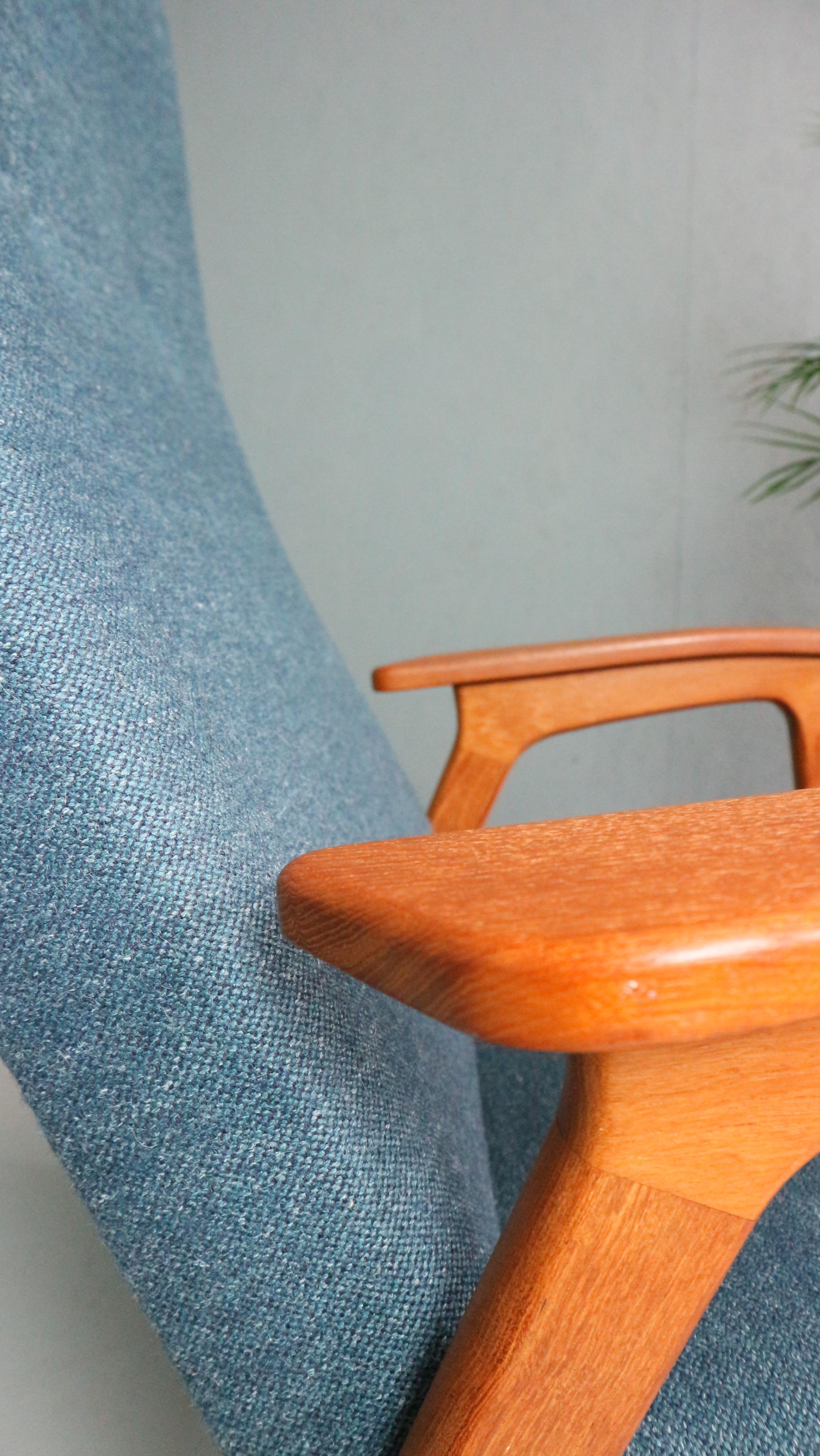 Dänischer Vintage-Sessel mit hoher Rückenlehne aus Teakholz und Wolle 1960er Jahre 12