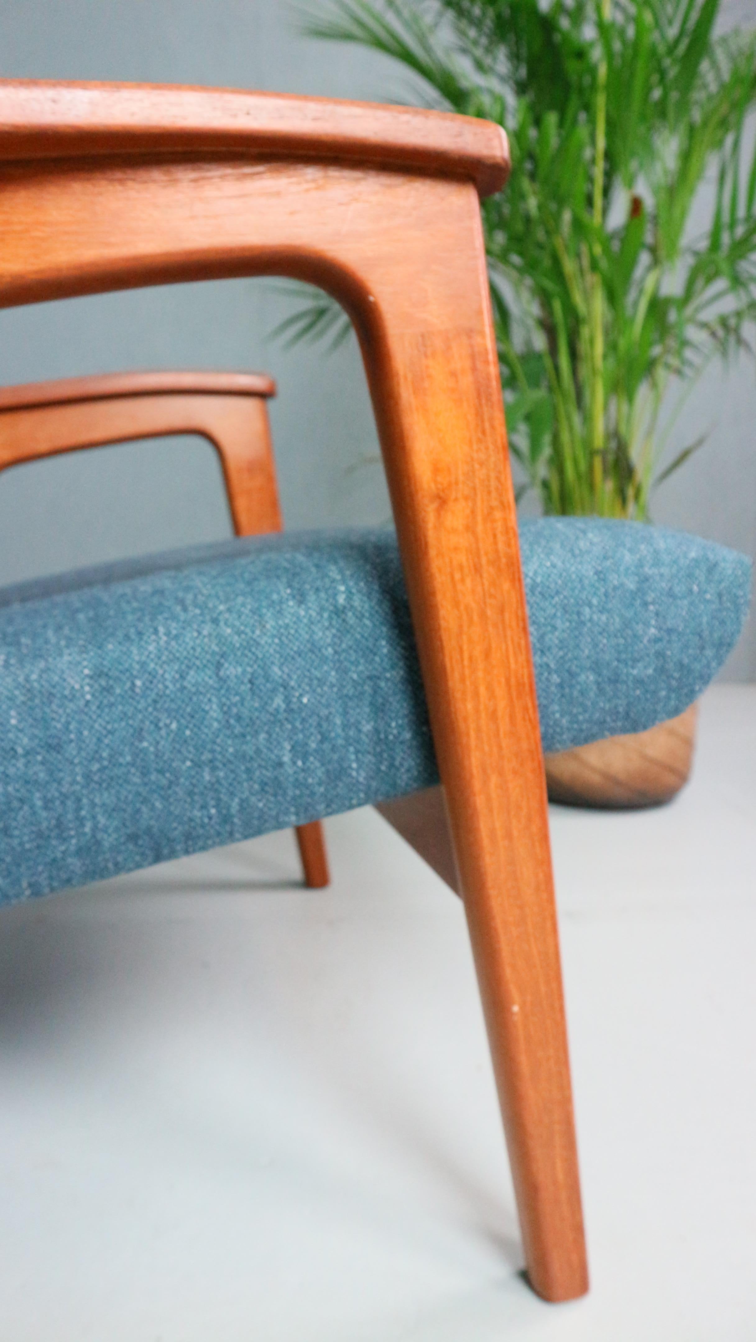 Dänischer Vintage-Sessel mit hoher Rückenlehne aus Teakholz und Wolle 1960er Jahre 13