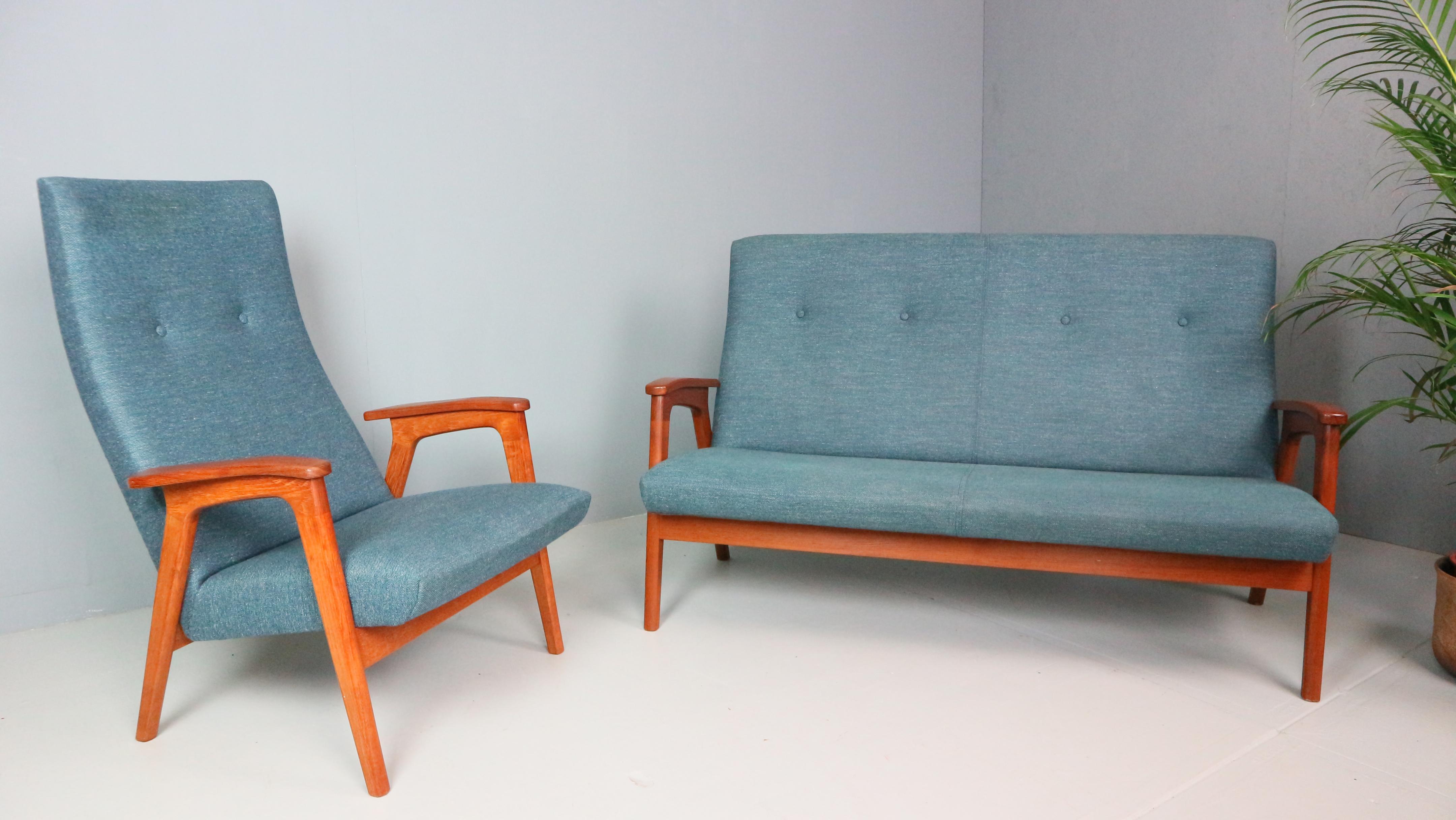 Dänischer Vintage-Sessel mit hoher Rückenlehne aus Teakholz und Wolle 1960er Jahre 15