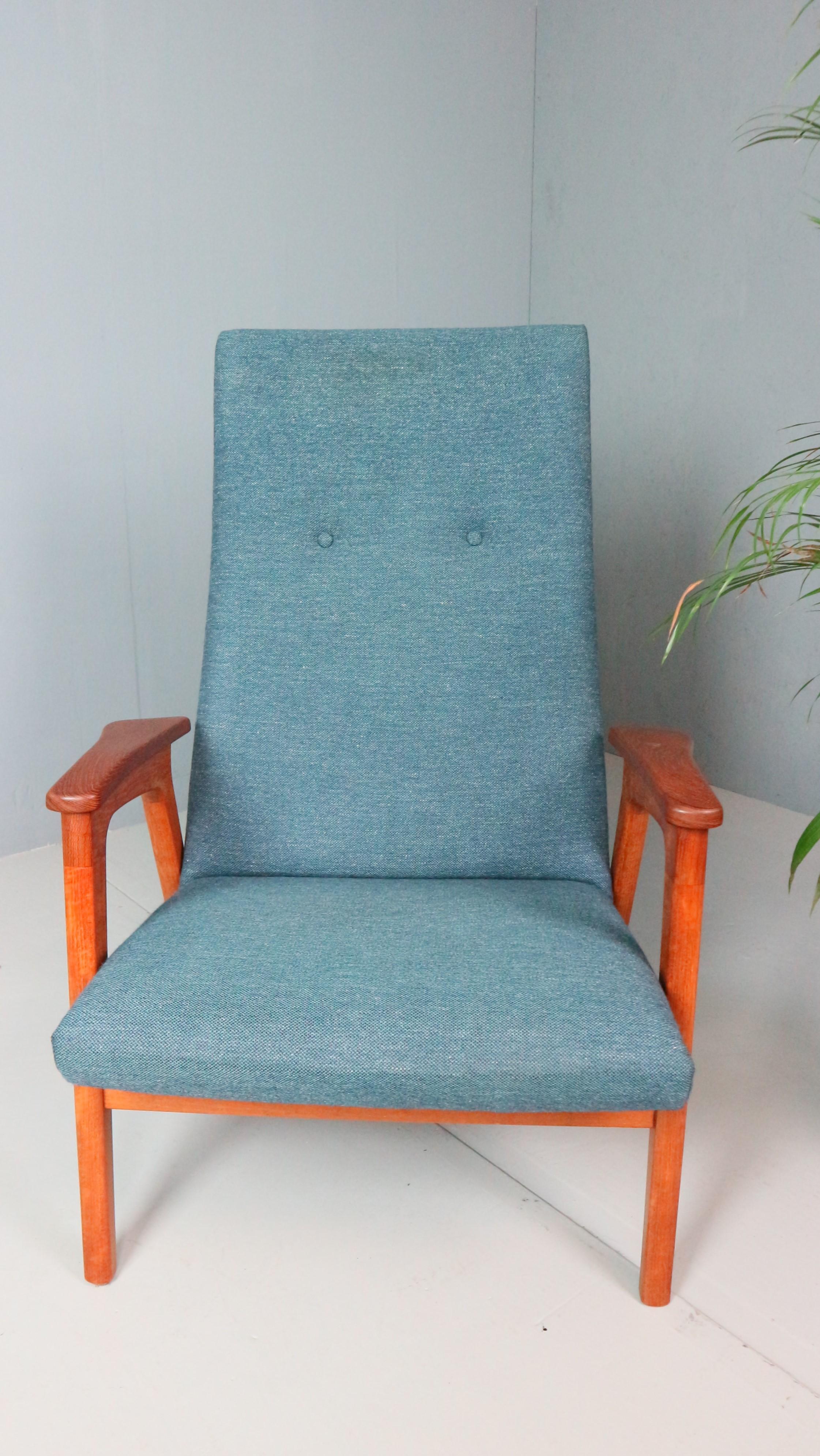 Dänischer Vintage-Sessel mit hoher Rückenlehne aus Teakholz und Wolle 1960er Jahre 2