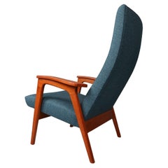Dänischer Vintage-Sessel mit hoher Rückenlehne aus Teakholz und Wolle 1960er Jahre