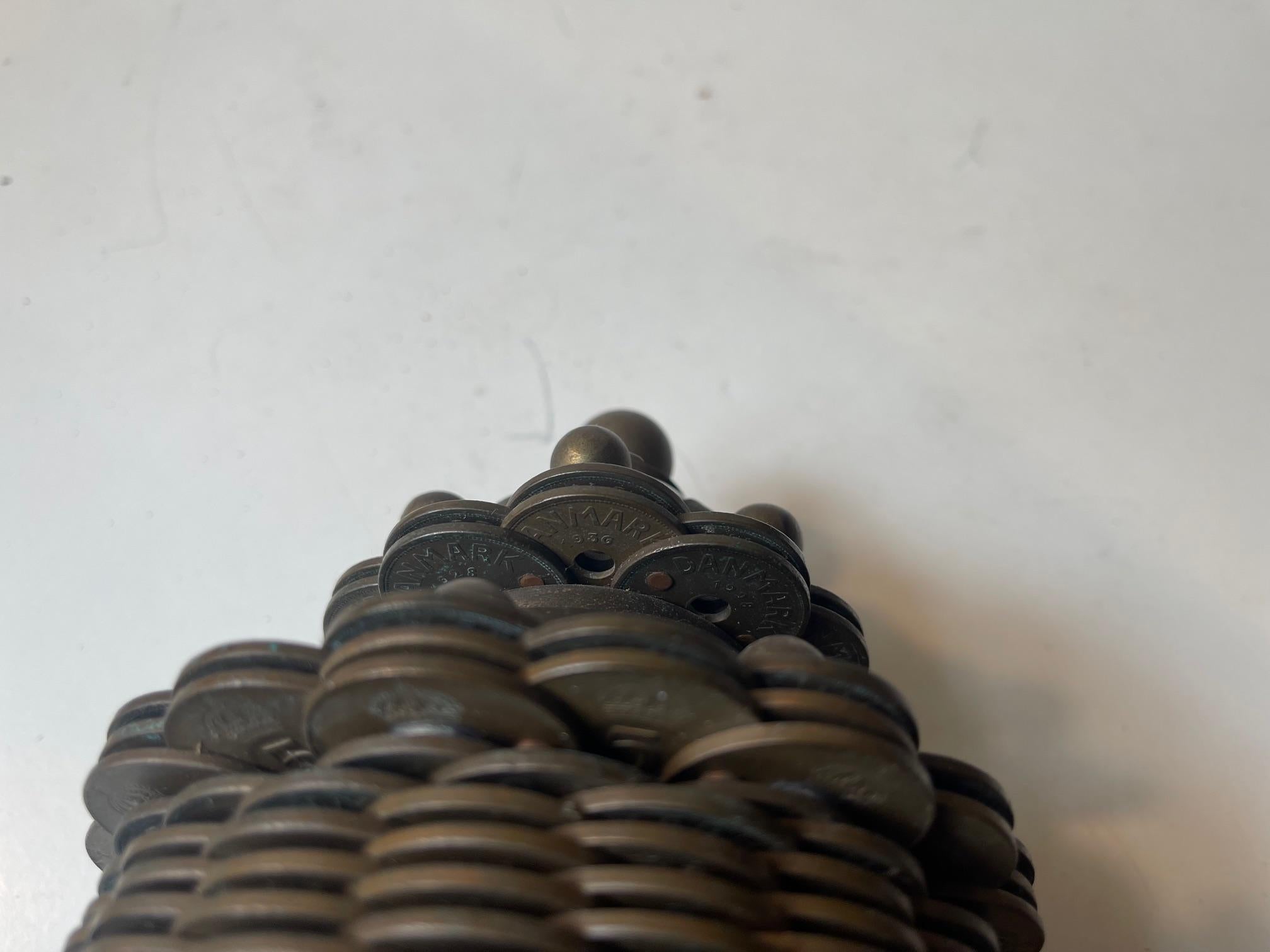 Vintage Danish Hippie Up-cycled Coin Mountain Sculpture, 1970s In Good Condition For Sale In Esbjerg, DK