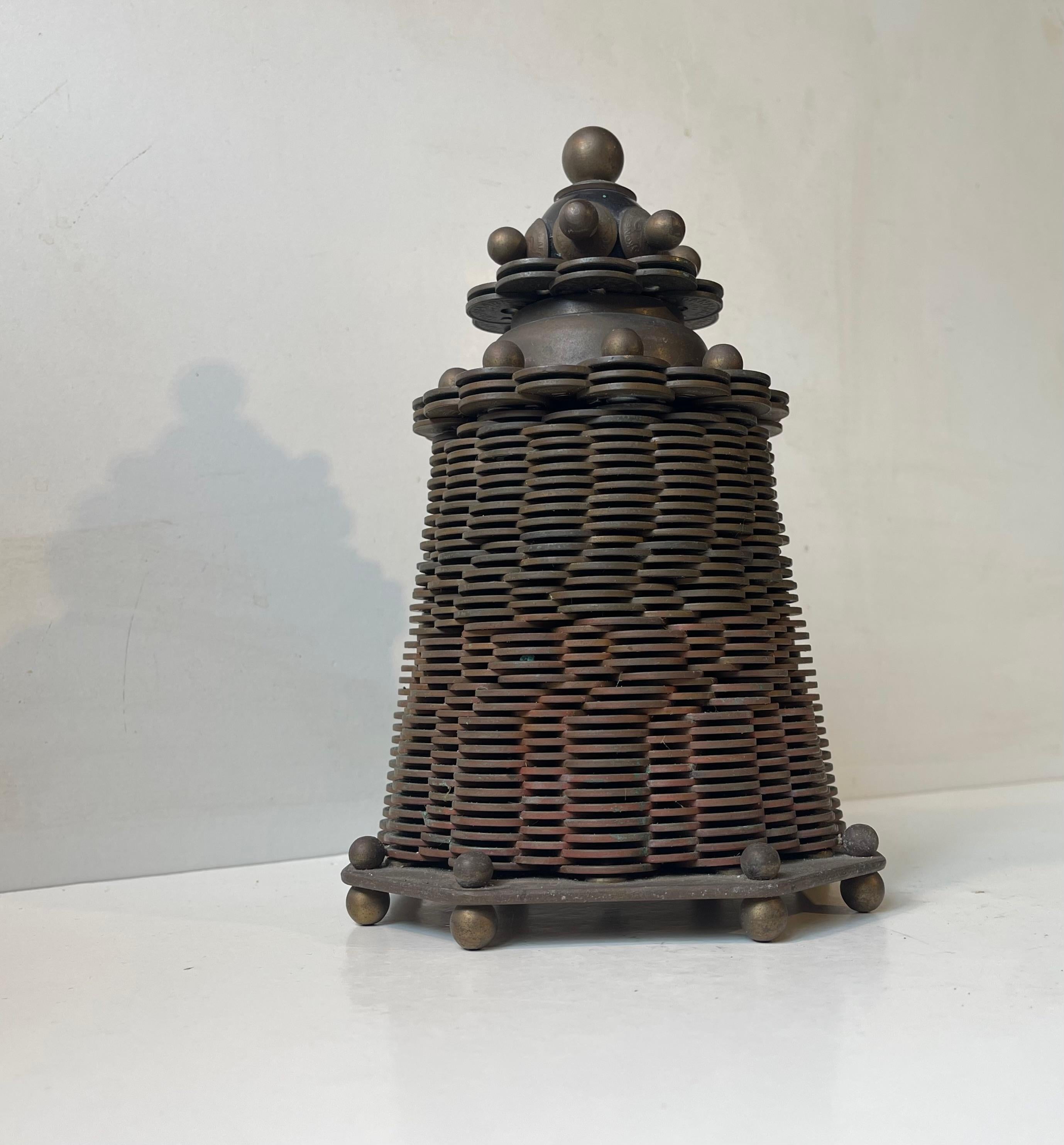 Late 20th Century Vintage Danish Hippie Up-cycled Coin Mountain Sculpture, 1970s For Sale