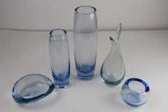 Vintage Danish Holmegaard Aqua Vases by Per Lütken, 1960s. Set of 5.