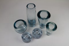 Vintage Danish Holmegaard Aqua Vases by Per Lütken, 1960s, Set of 6
