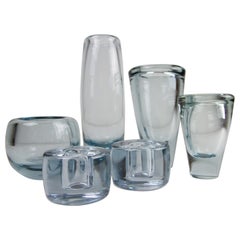Vintage Danish Holmegaard Aqua Vases by Per Lütken, 1960s, Set of 6