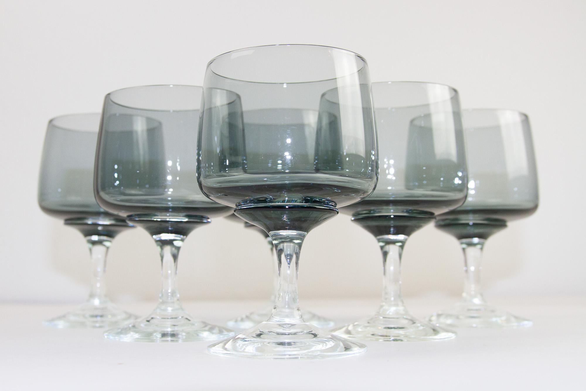 Mid-Century Modern Vintage Danish Holmegaard Atlantic Red Wine Glasses, 1960s. Set of 6 For Sale