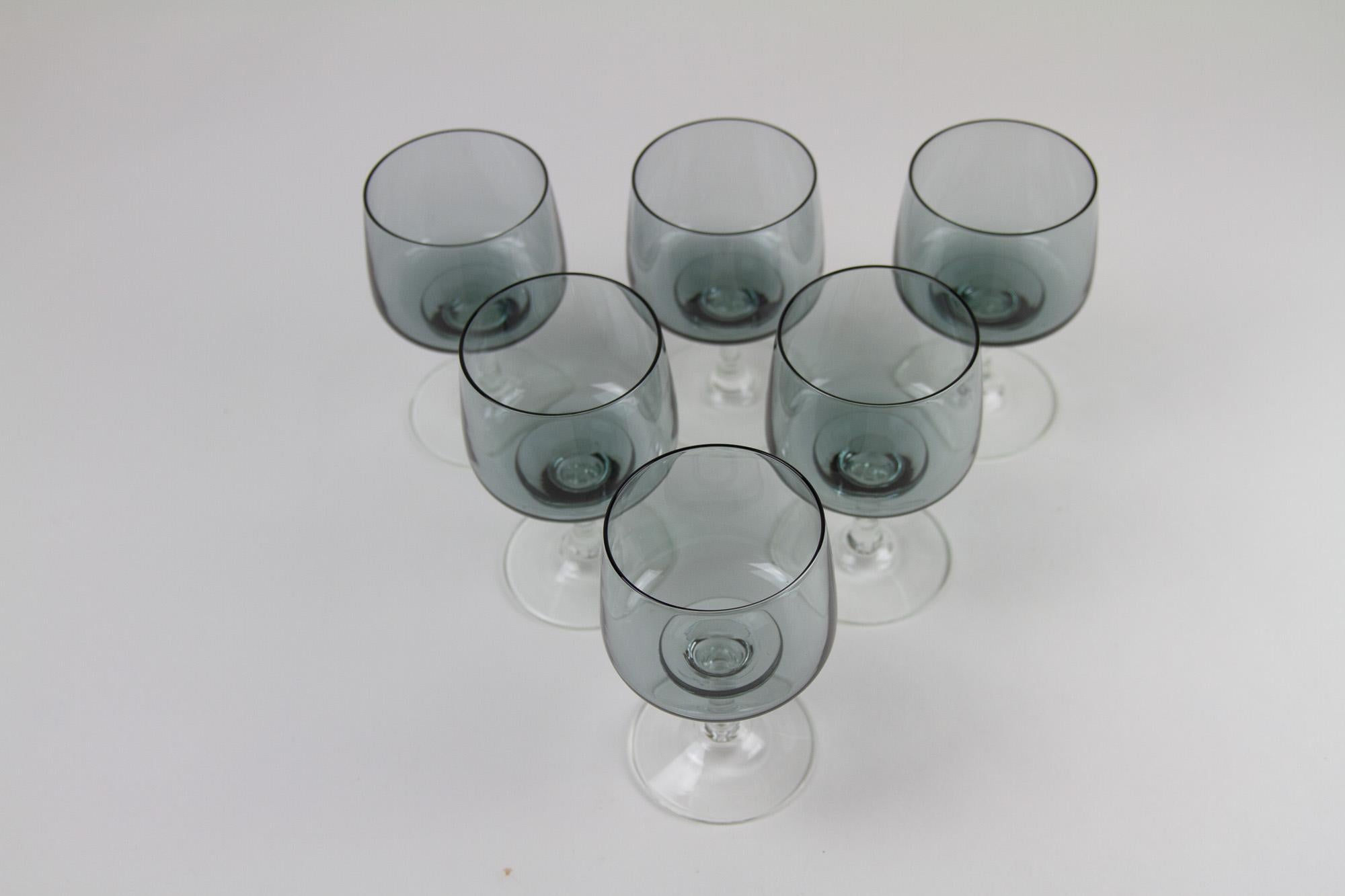 Mid-Century Modern Vintage Danish Holmegaard Atlantic White Wine Glasses, 1960s. Set of 6. For Sale