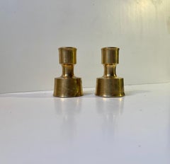 Vintage Danish Jens Harald Quistgaard 'Magic Lantern' Candleholders in Brass