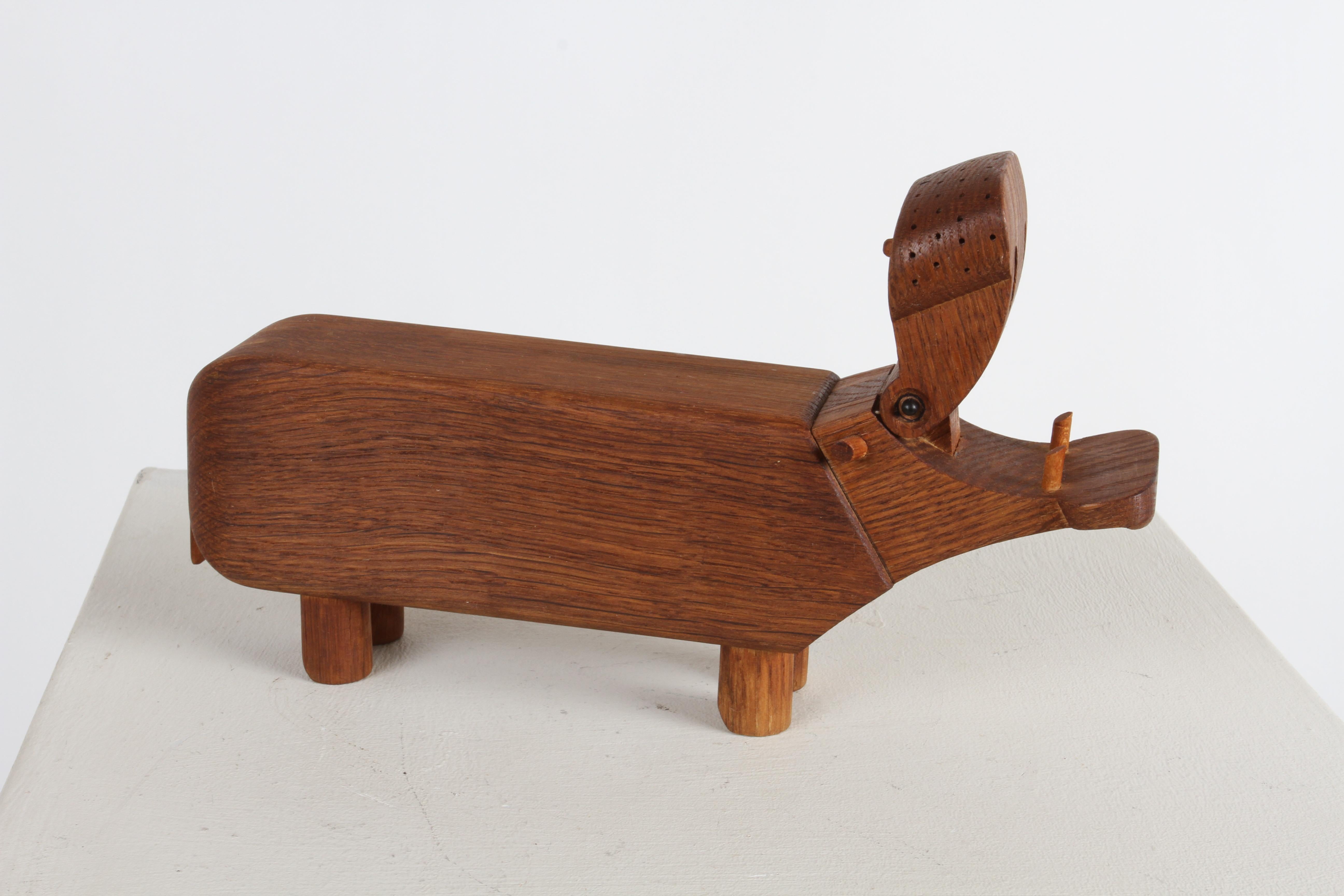 Vintage Danish Kay Bojesen 1950s Wooden Oak Hippo Figurine Desk Pencil Holder  For Sale 6