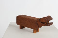 Vintage Danish Kay Bojesen 1950s Wooden Oak Hippo Figurine Desk Pencil Holder