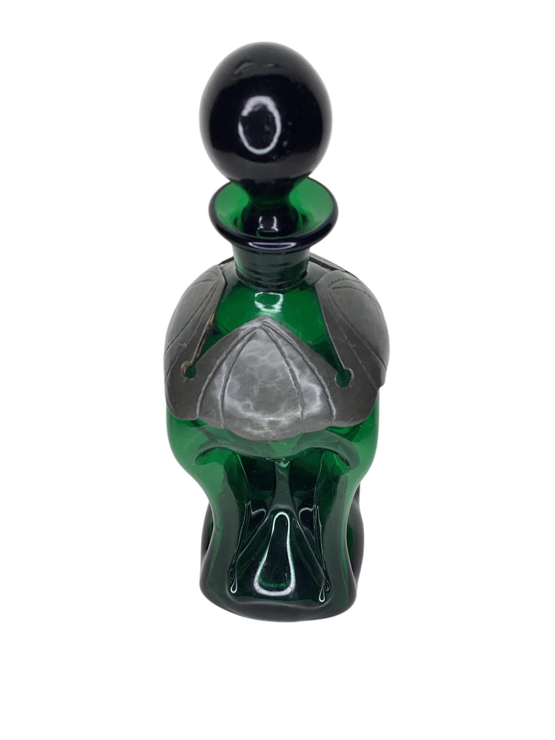 Decantador danés vintage Kluk Kluk verde de Holmegaard Vidrio en venta