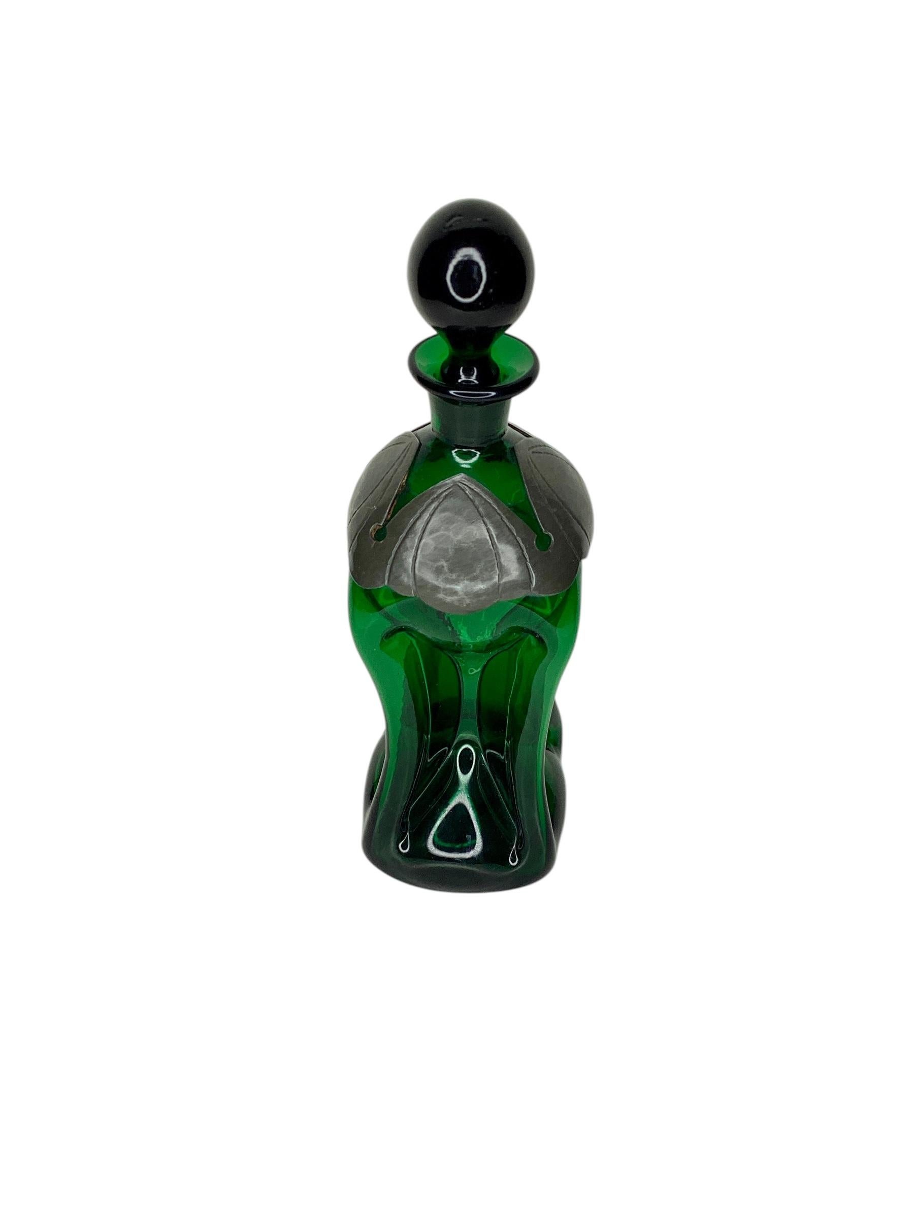 Decantador danés vintage Kluk Kluk verde de Holmegaard en venta 1