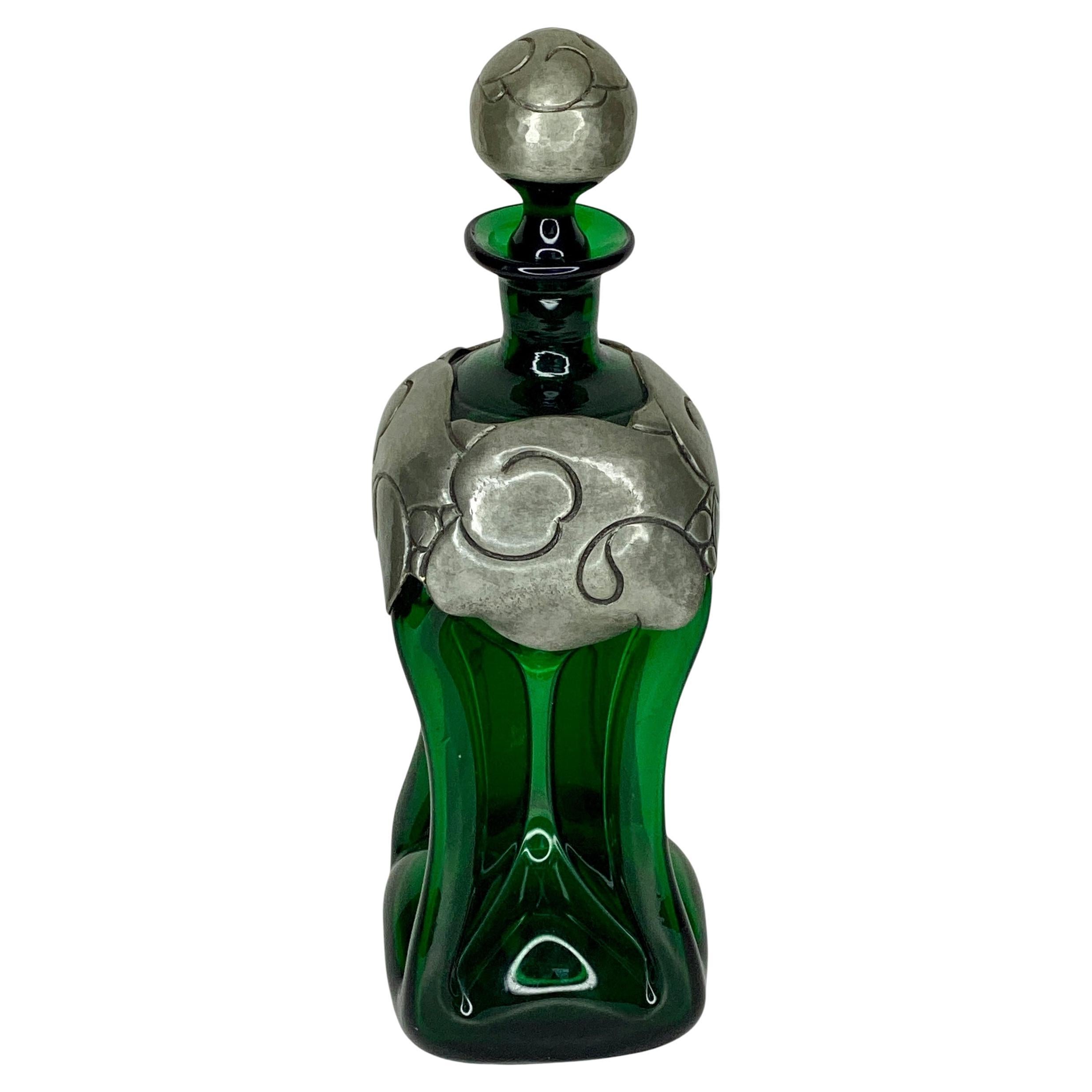 Decantador danés vintage Kluk Kluk verde de Holmegaard
