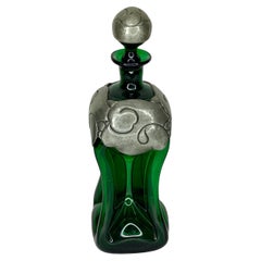 Decantador danés vintage Kluk Kluk verde de Holmegaard