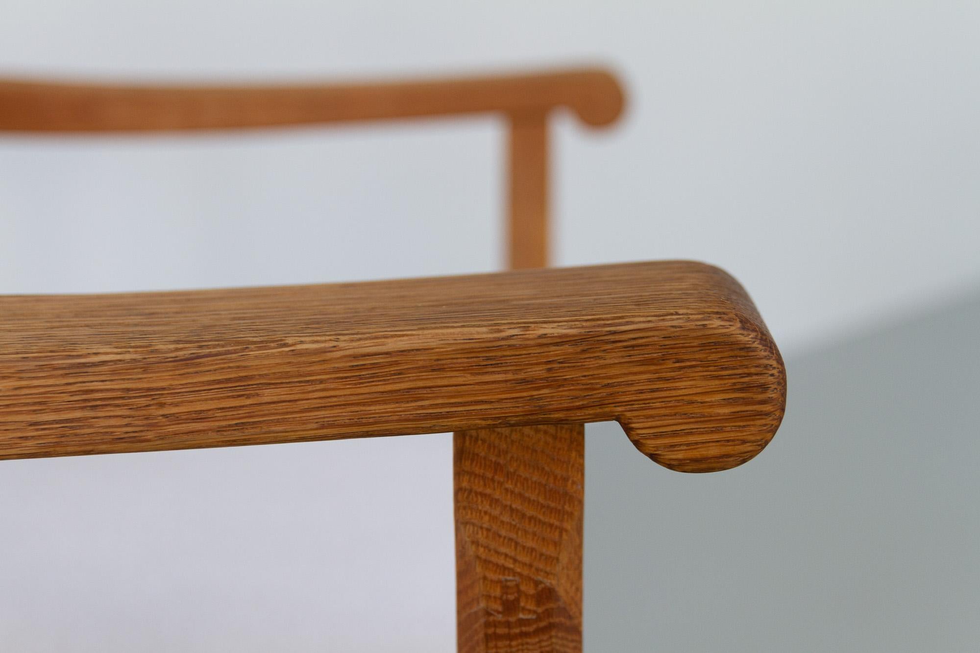 Vintage Danish Kurul Armchair in Oak and Bouclé by Henning Kjærnulf, 1960s For Sale 5