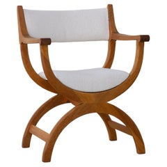 Fauteuil vintage danois Kurul en chêne et bouclé par Henning Kjærnulf, 1960s