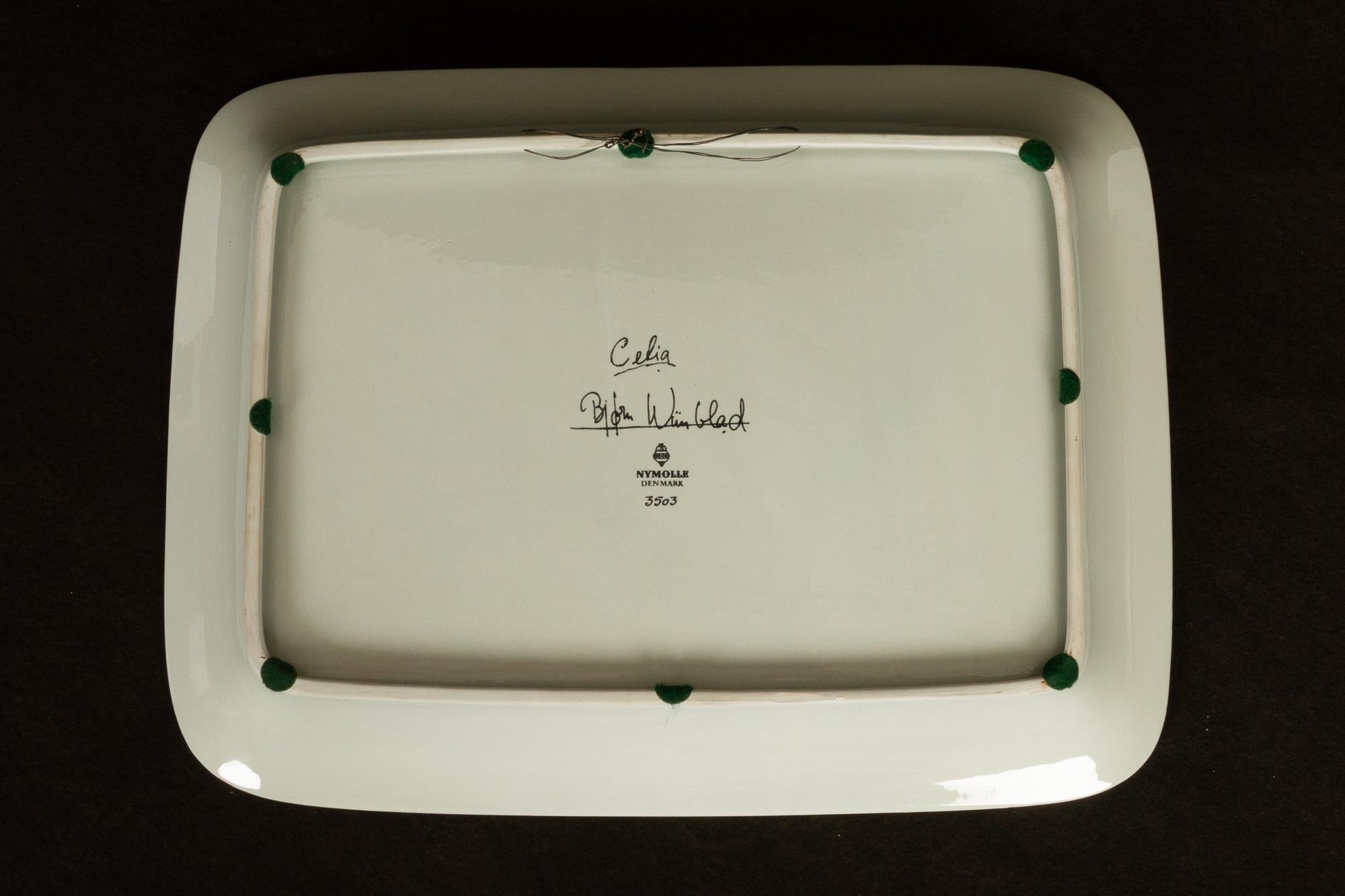 Grand plat danois vintage en porcelaine décorée par Bjrn Wiinblad, 1970 en vente 5
