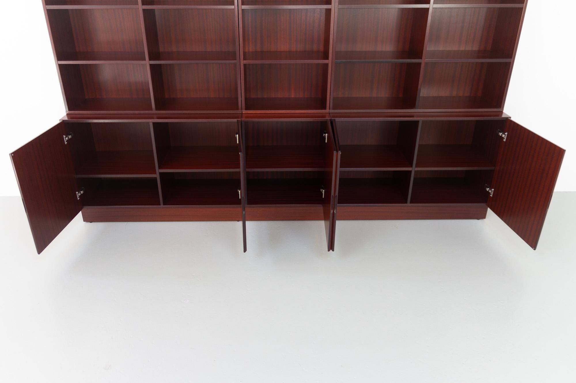 Vintage Danish Large Mahogany 5 Bay Bookcase, 1970s In Good Condition In Asaa, DK