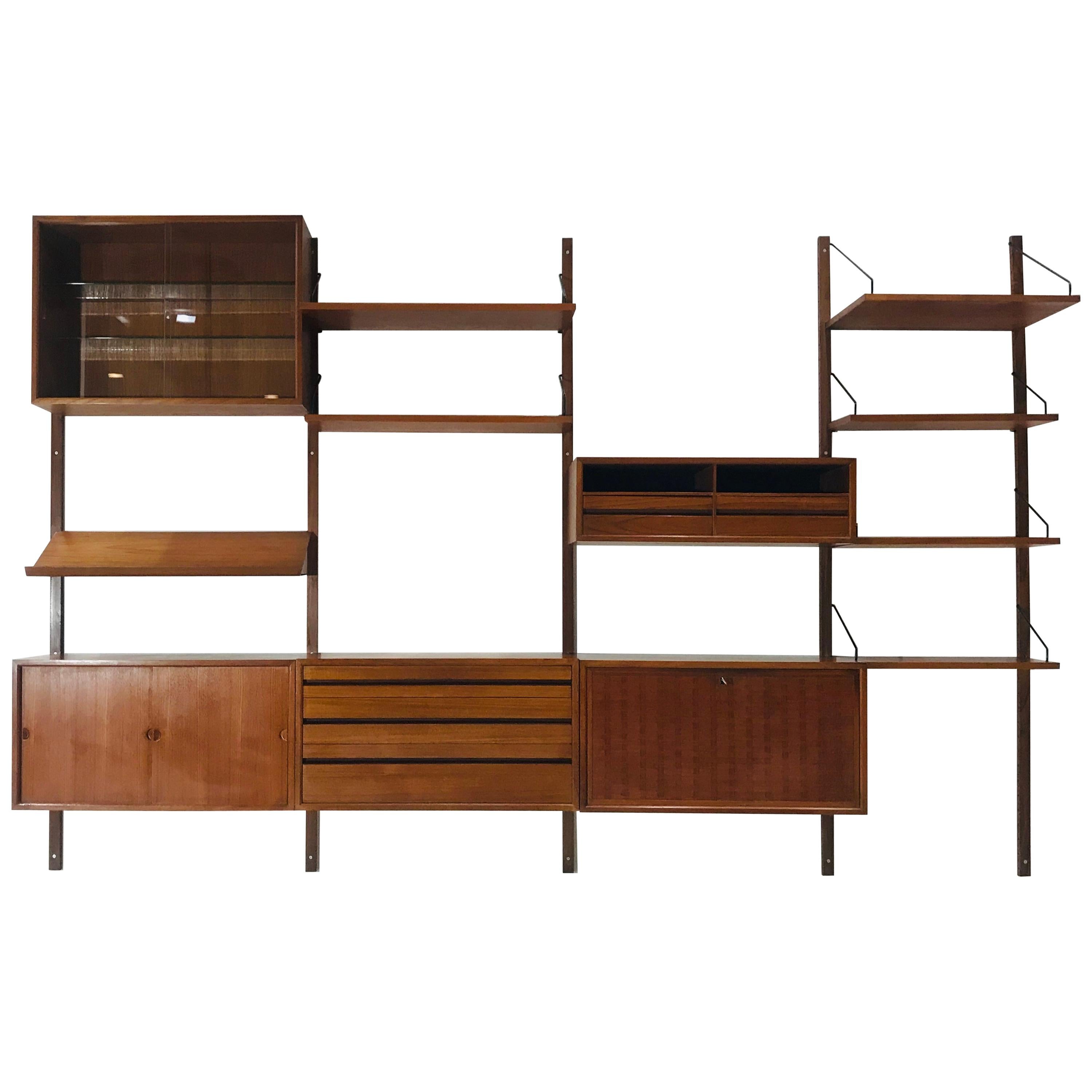 Vintage Danish Large Teak Wall System by Poul Cadovius for Cado, 1960s For Sale
