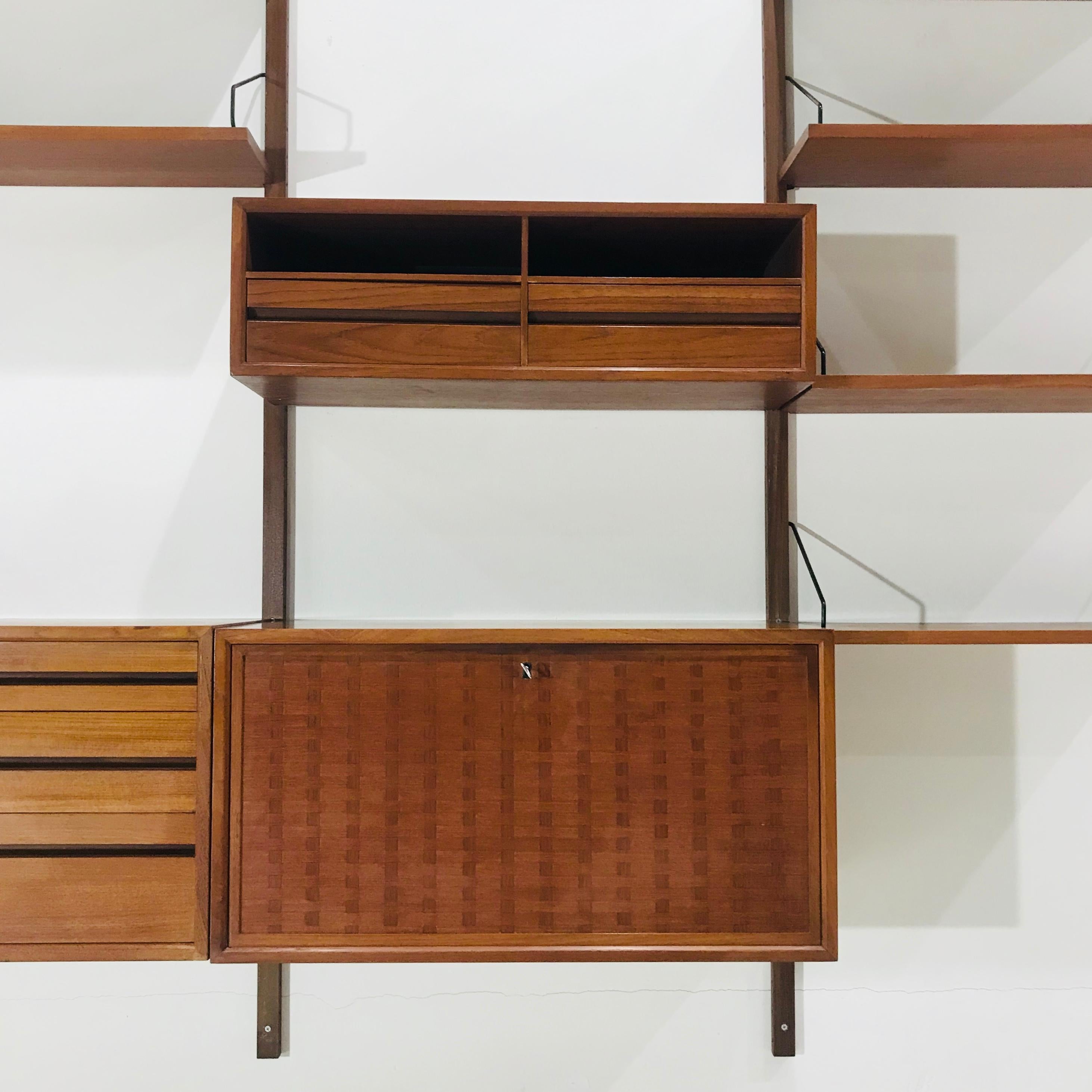 Mid-Century Modern Vintage Danish Large Teak Wall System by Poul Cadovius for Cado, 1960s For Sale