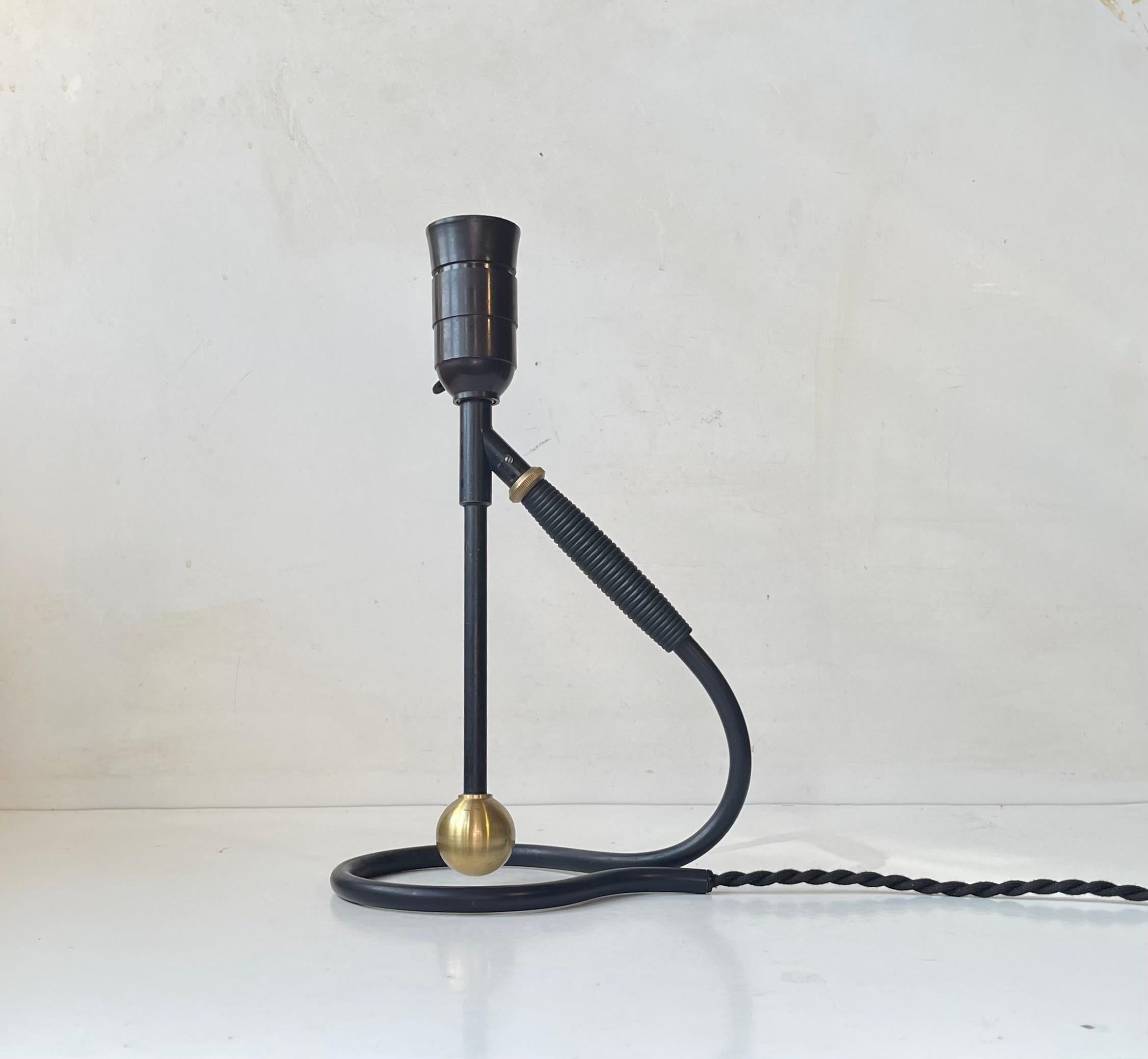 20th Century Vintage Danish Le Klint Table Lamp in Brass & Paper by Kaare Klint, 1950s For Sale