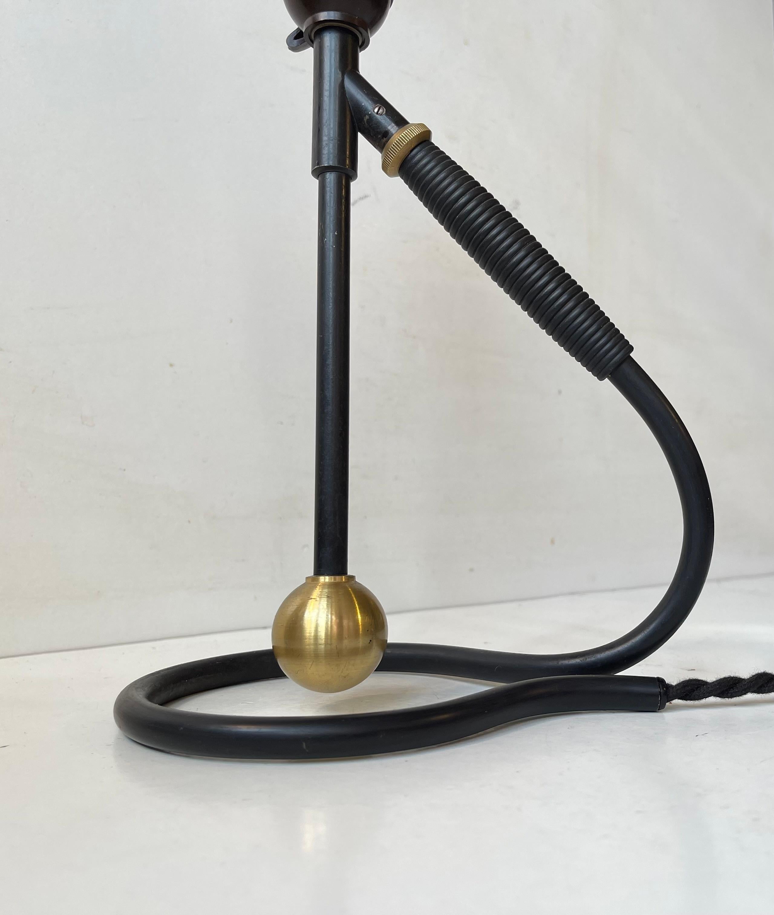 Metal Vintage Danish Le Klint Table Lamp in Brass & Paper by Kaare Klint, 1950s For Sale