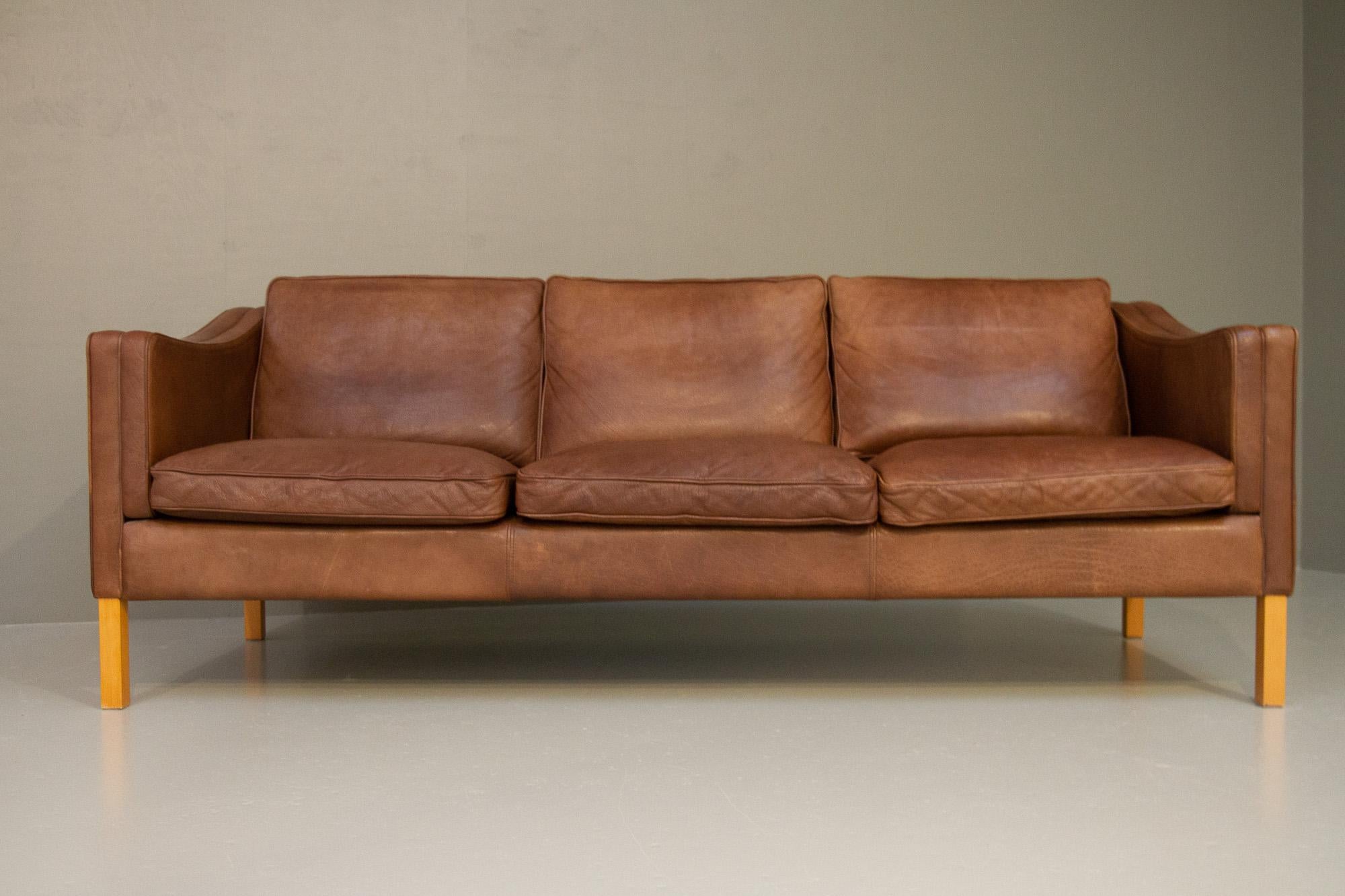 Late 20th Century Vintage Danish Leather 3-Seater Sofa by Stouby, 1980s.