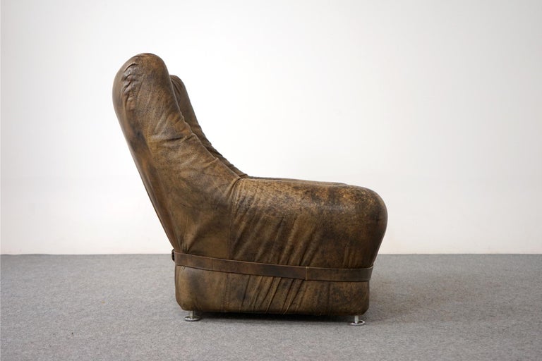 Vintage Danish Leather Bucket Lounge Chair For Sale at 1stDibs