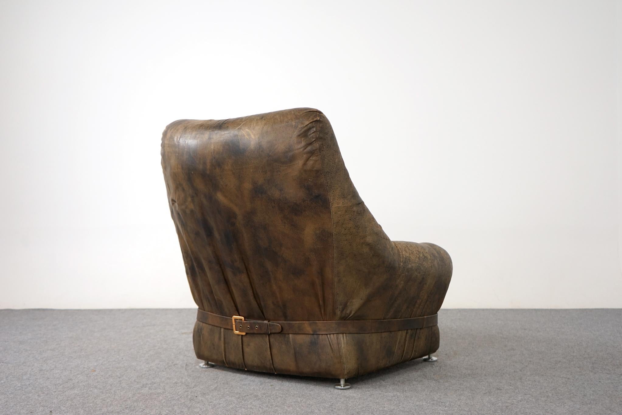 Vintage Danish Leather Bucket Lounge Chair 4