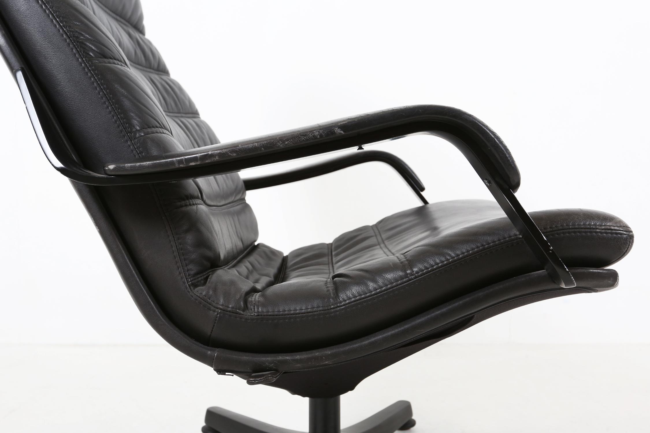 Vintage Danish Leather Lounge Chair from Berg Furniture with ottoman, 1970s 5