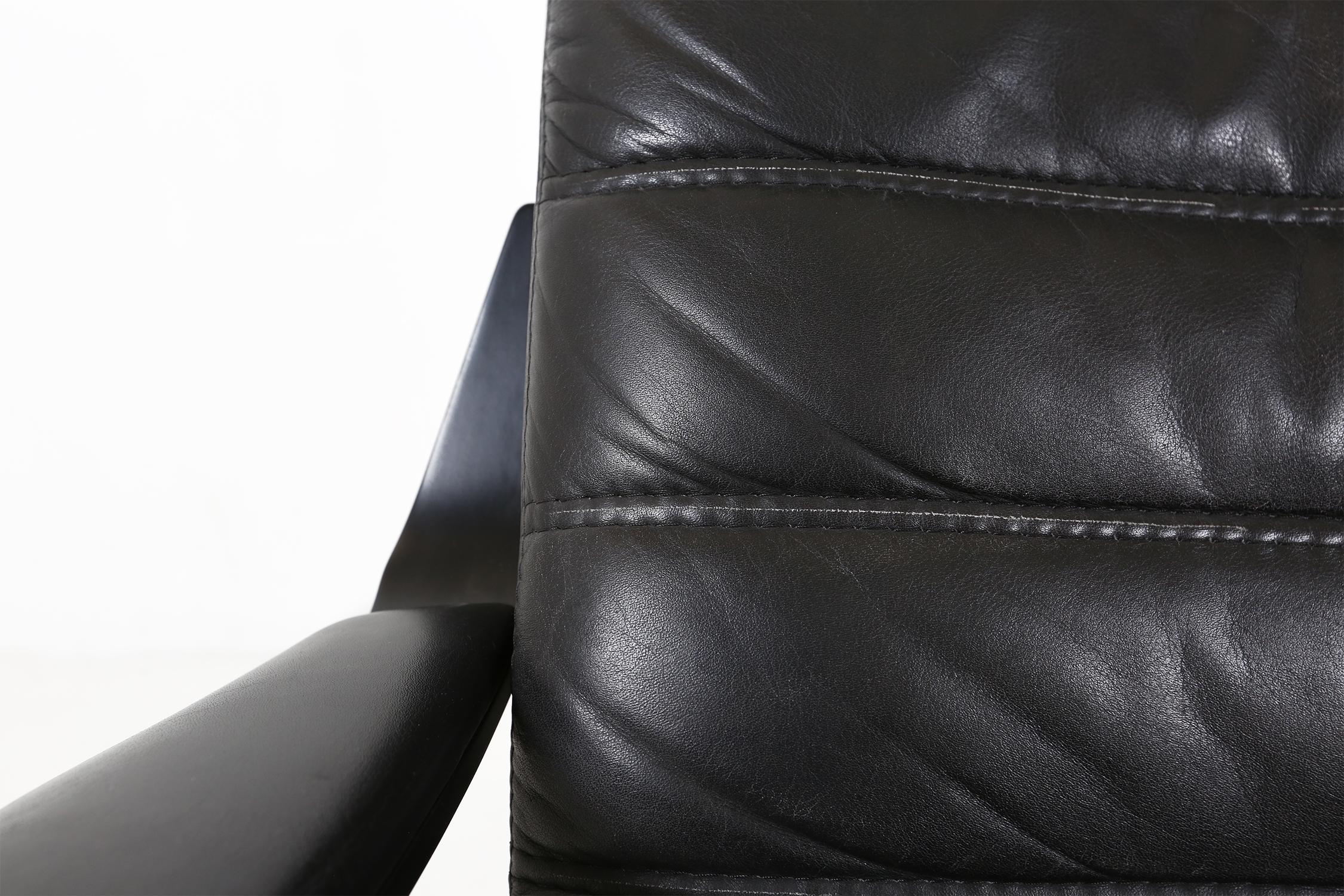 Vintage Danish Leather Lounge Chair from Berg Furniture with ottoman, 1970s 6