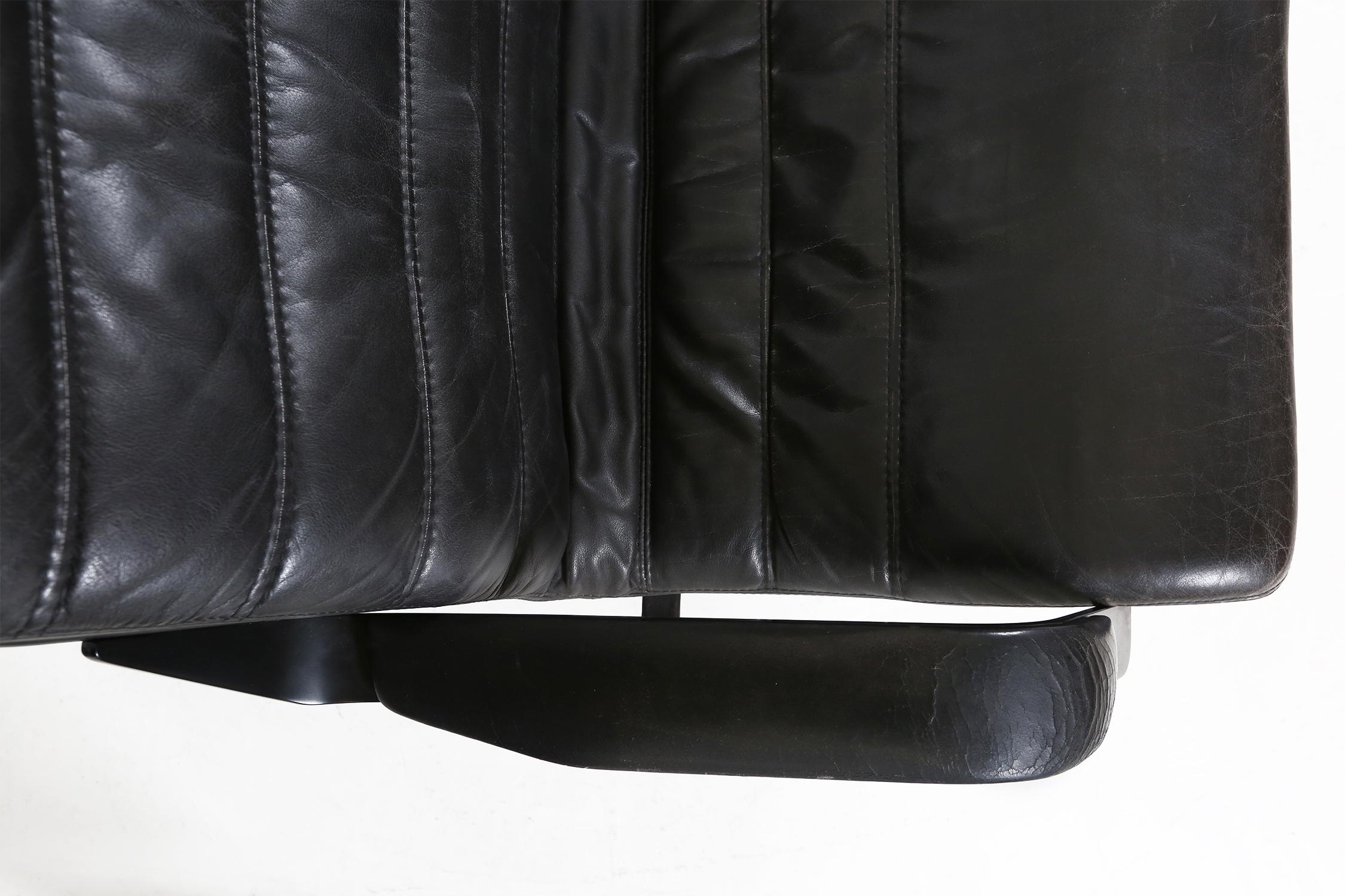 Vintage Danish Leather Lounge Chair from Berg Furniture with ottoman, 1970s 7